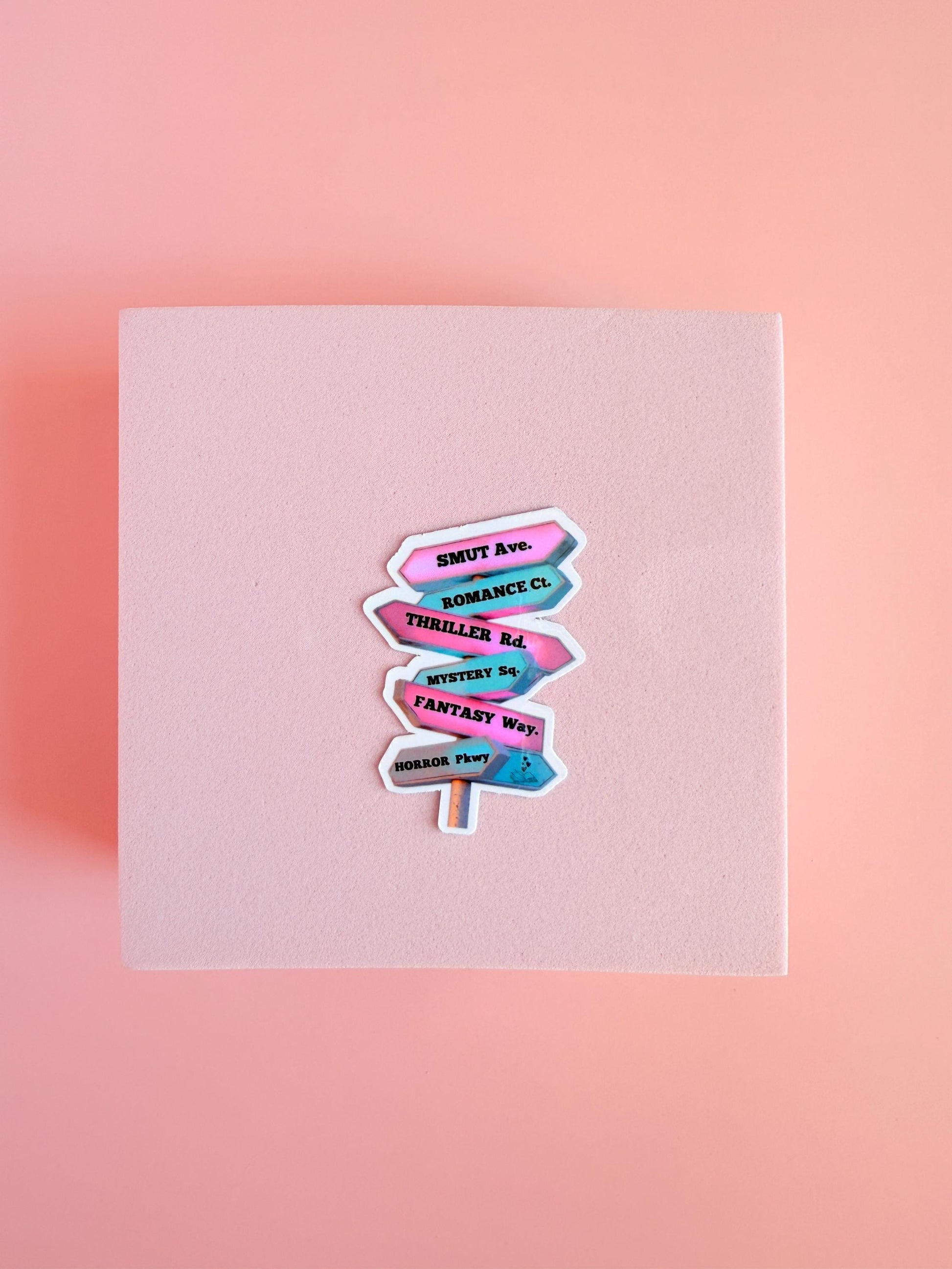 Book Genre Street Sign Sticker – Funny Vinyl Decal for Book Lovers & Planners - The Sticker Era