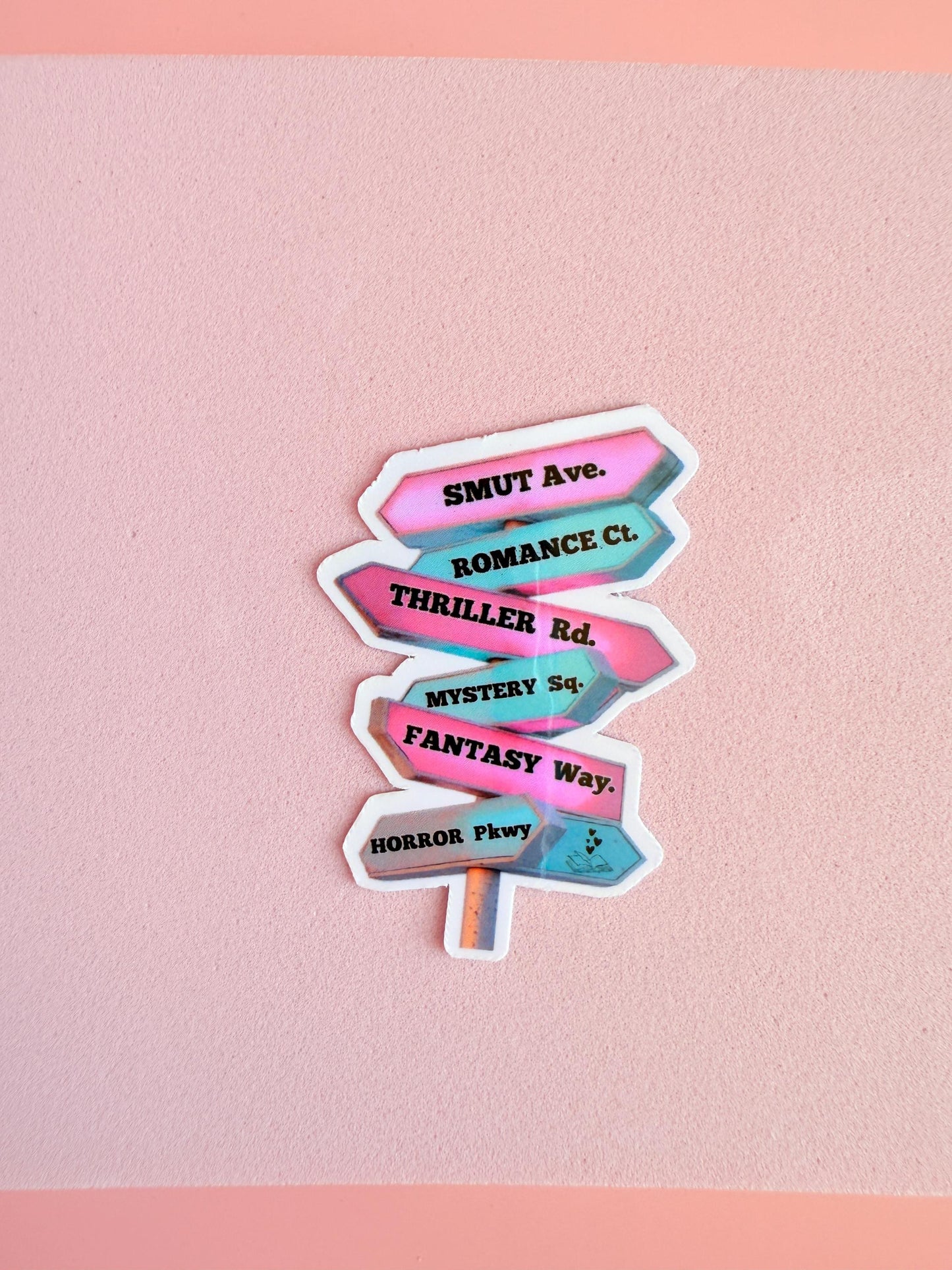 Book Genre Street Sign Sticker – Funny Vinyl Decal for Book Lovers & Planners - The Sticker Era