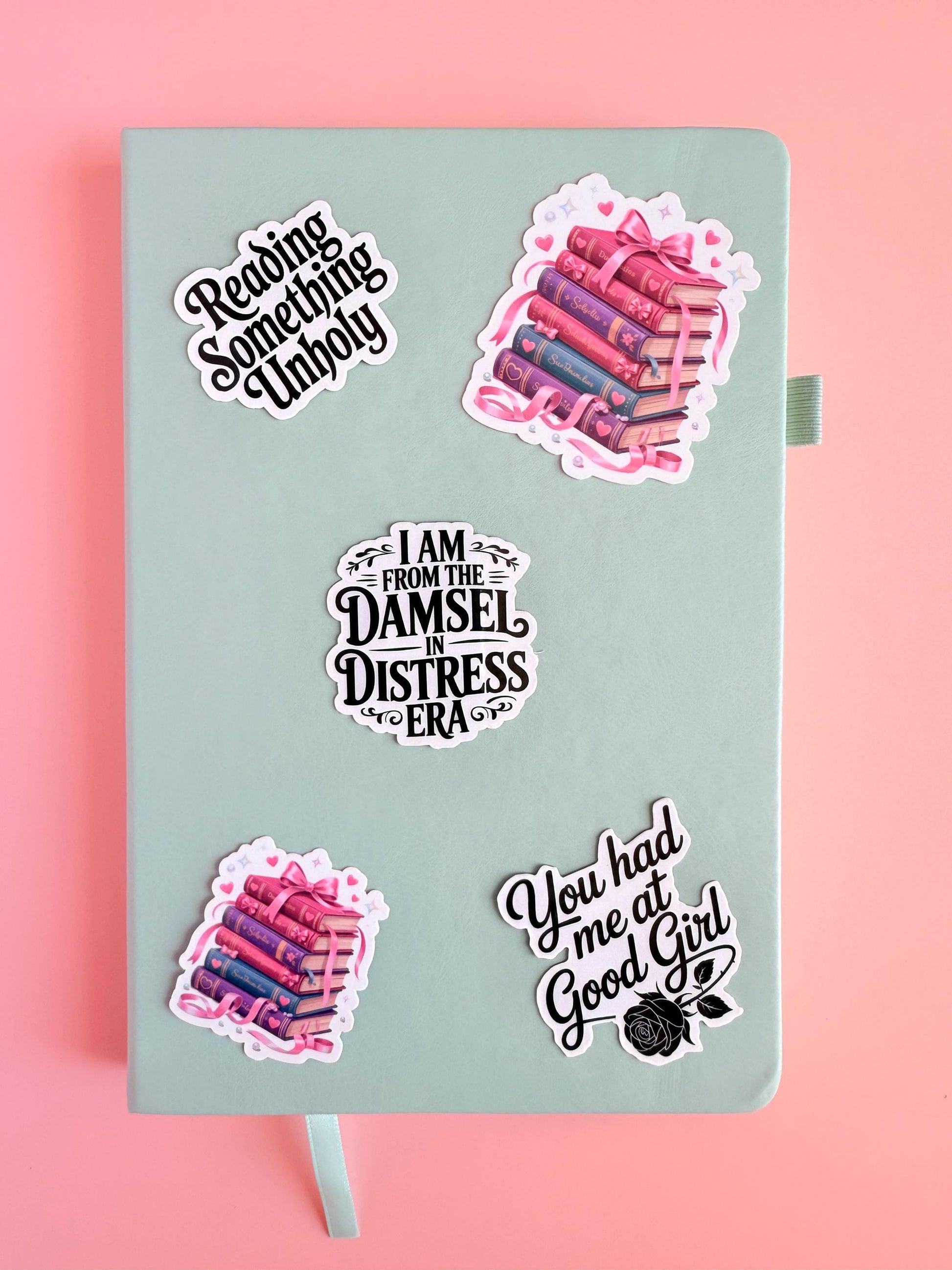 Coquette Book Stack Sticker – Cute Pink Booktok Vinyl, Soft Girl Reading Aesthetic, Romance Reader Sticker Decor - The Sticker Era