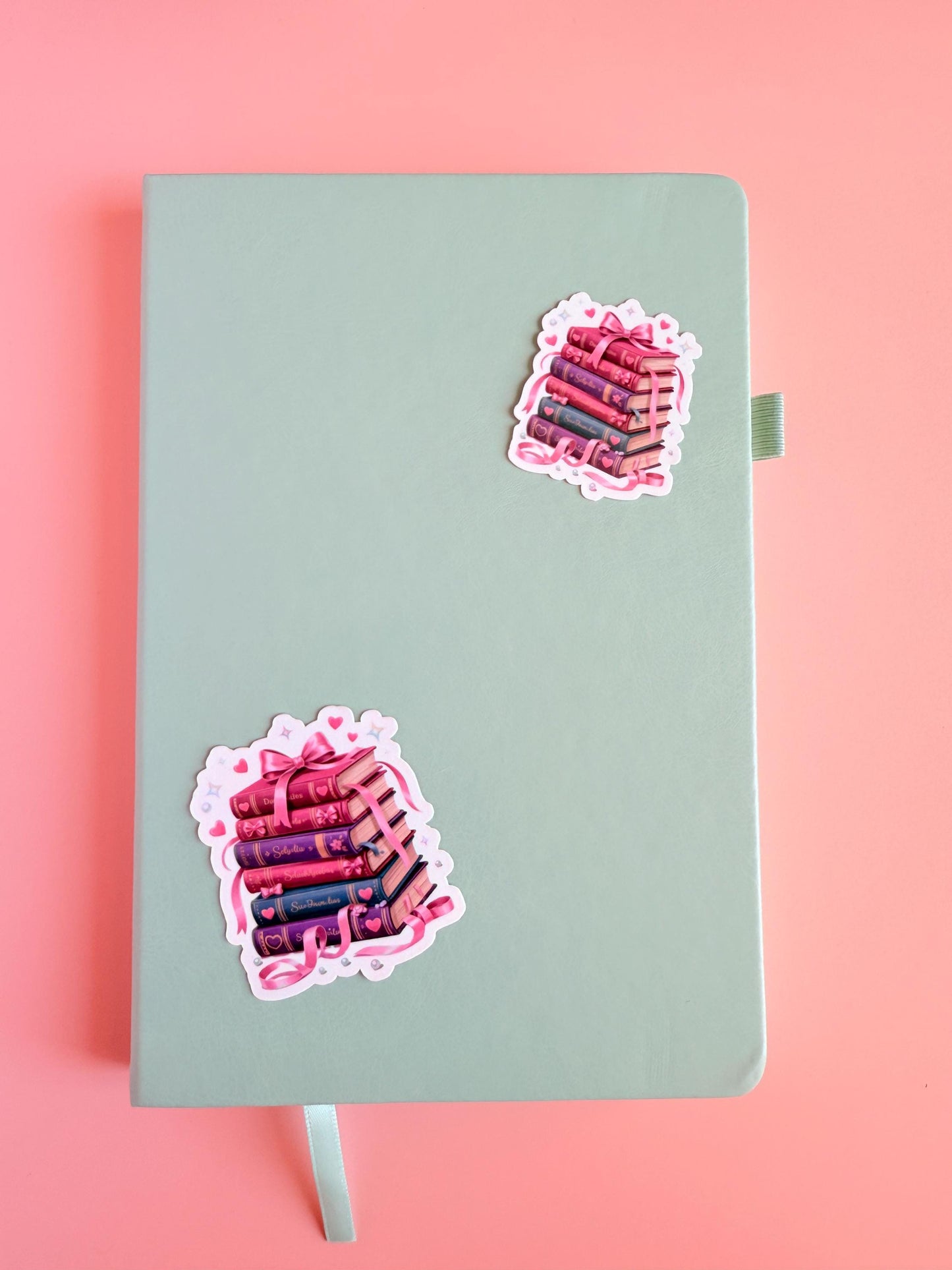 Coquette Book Stack Sticker – Cute Pink Booktok Vinyl, Soft Girl Reading Aesthetic, Romance Reader Sticker Decor - The Sticker Era