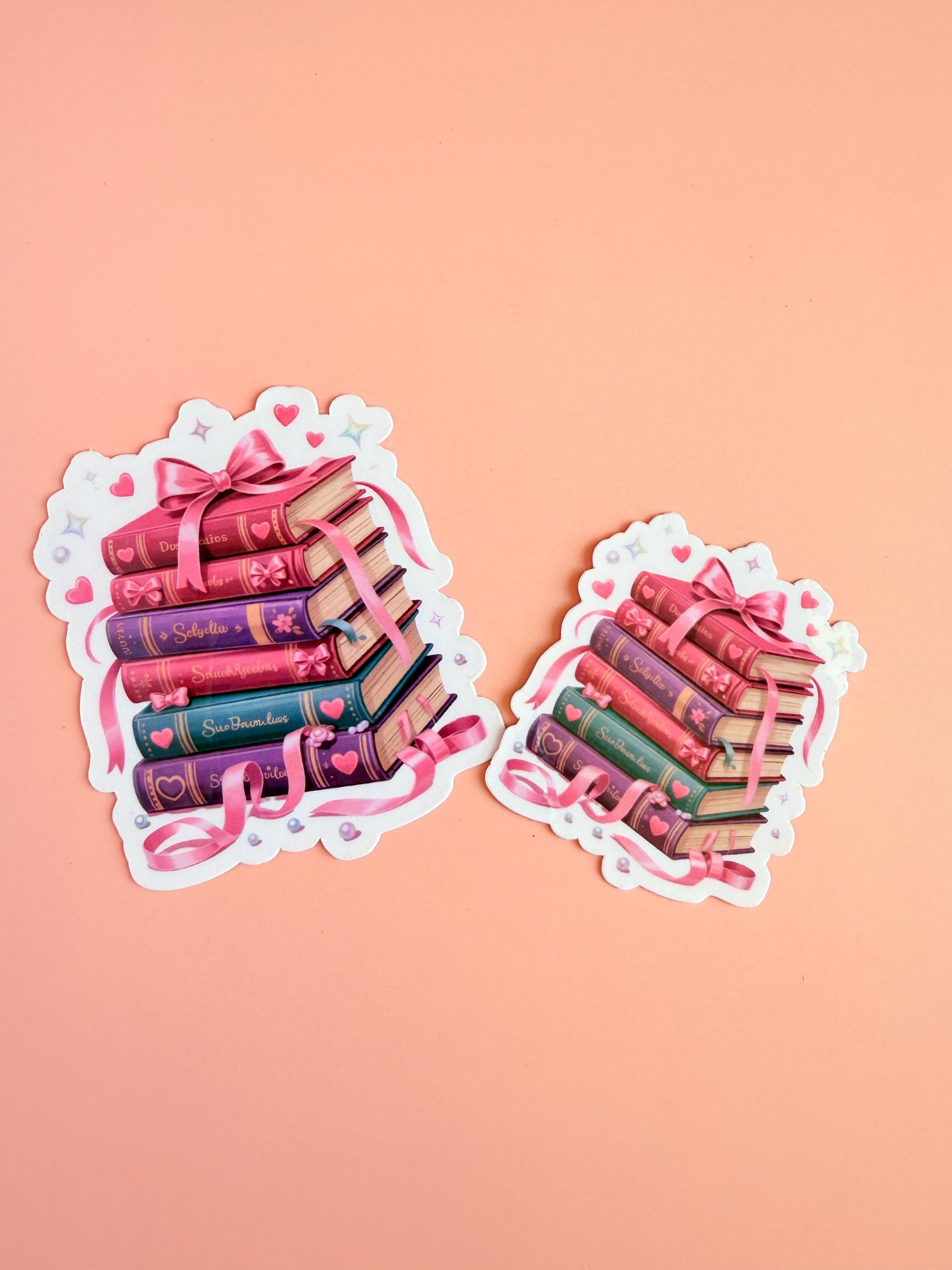 Coquette Book Stack Sticker – Cute Pink Booktok Vinyl, Soft Girl Reading Aesthetic, Romance Reader Sticker Decor - The Sticker Era