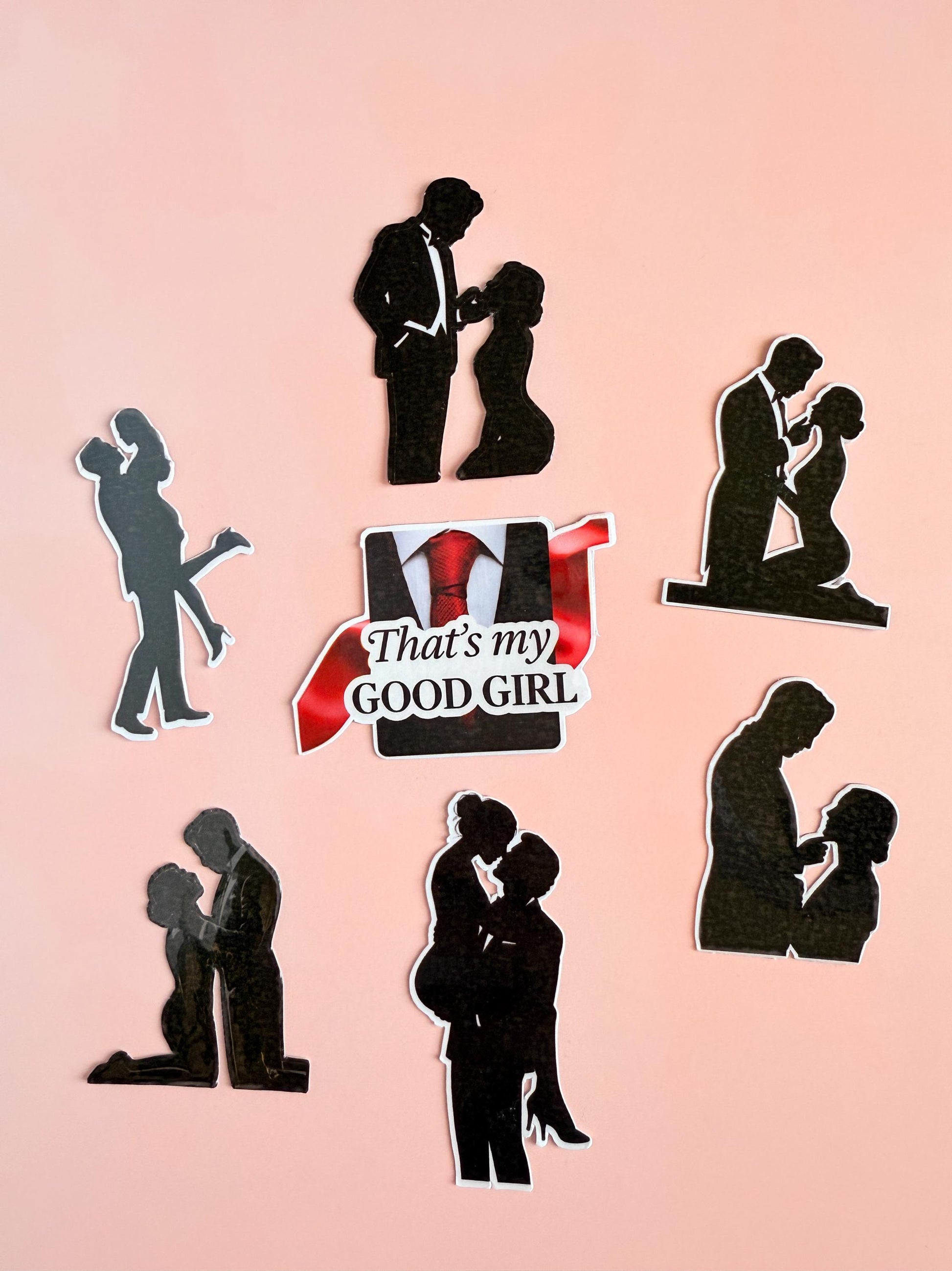 Dark Romance Sticker Pack – “That’s My Good Girl” Couple Silhouettes, Spicy Bookish Vinyl Stickers for Journals, Kindles, and Romance Tropes - The Sticker Era