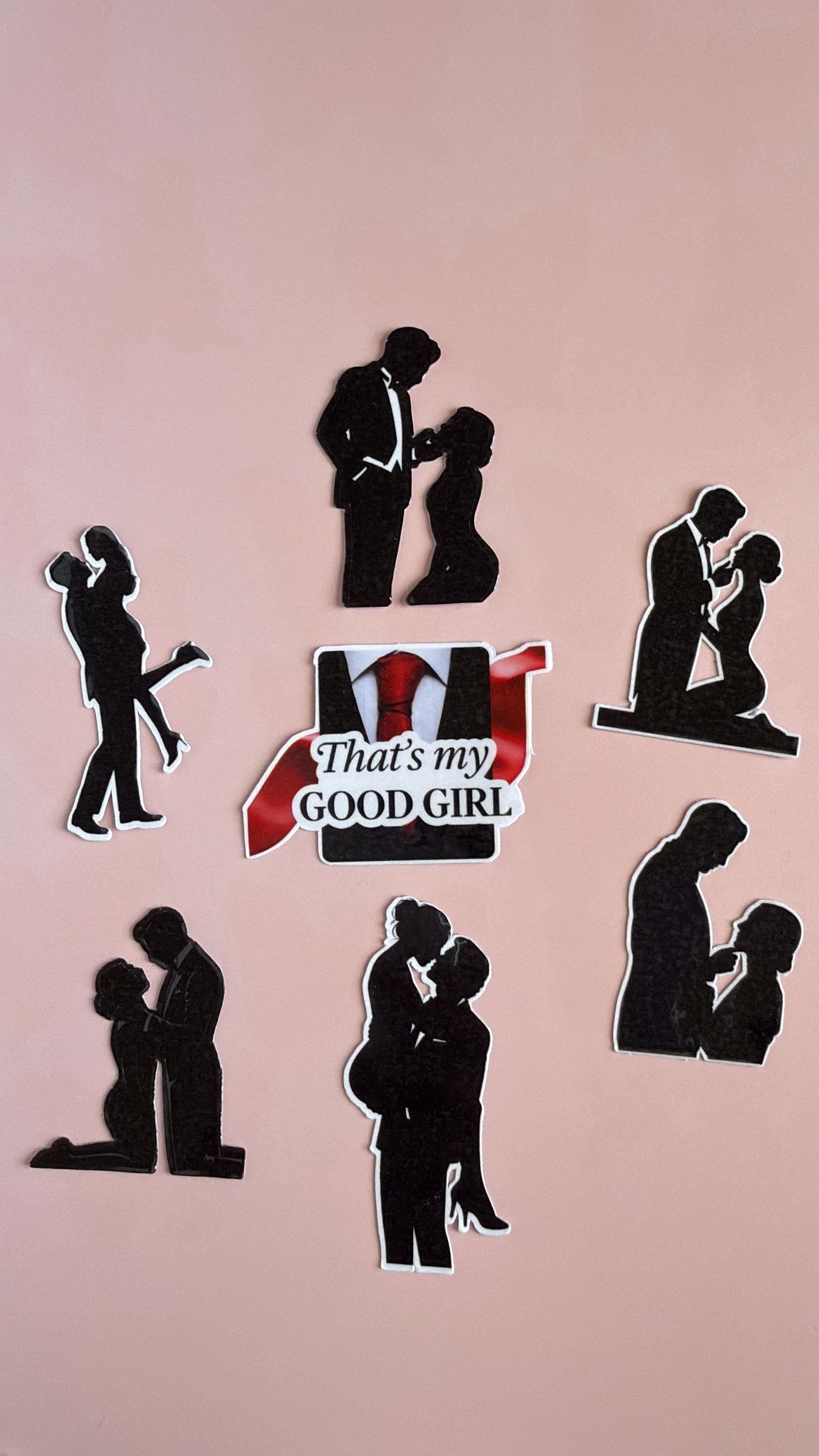 Dark Romance Sticker Pack – “That’s My Good Girl” Couple Silhouettes, Spicy Bookish Vinyl Stickers for Journals, Kindles, and Romance Tropes - The Sticker Era