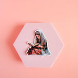 Vintage Reading Woman Sticker | Cozy Bookish Aesthetic Vinyl Decal by The Sticker Era