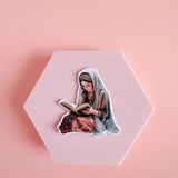 Vintage Reading Woman Sticker | Cozy Bookish Aesthetic Vinyl Decal by The Sticker Era