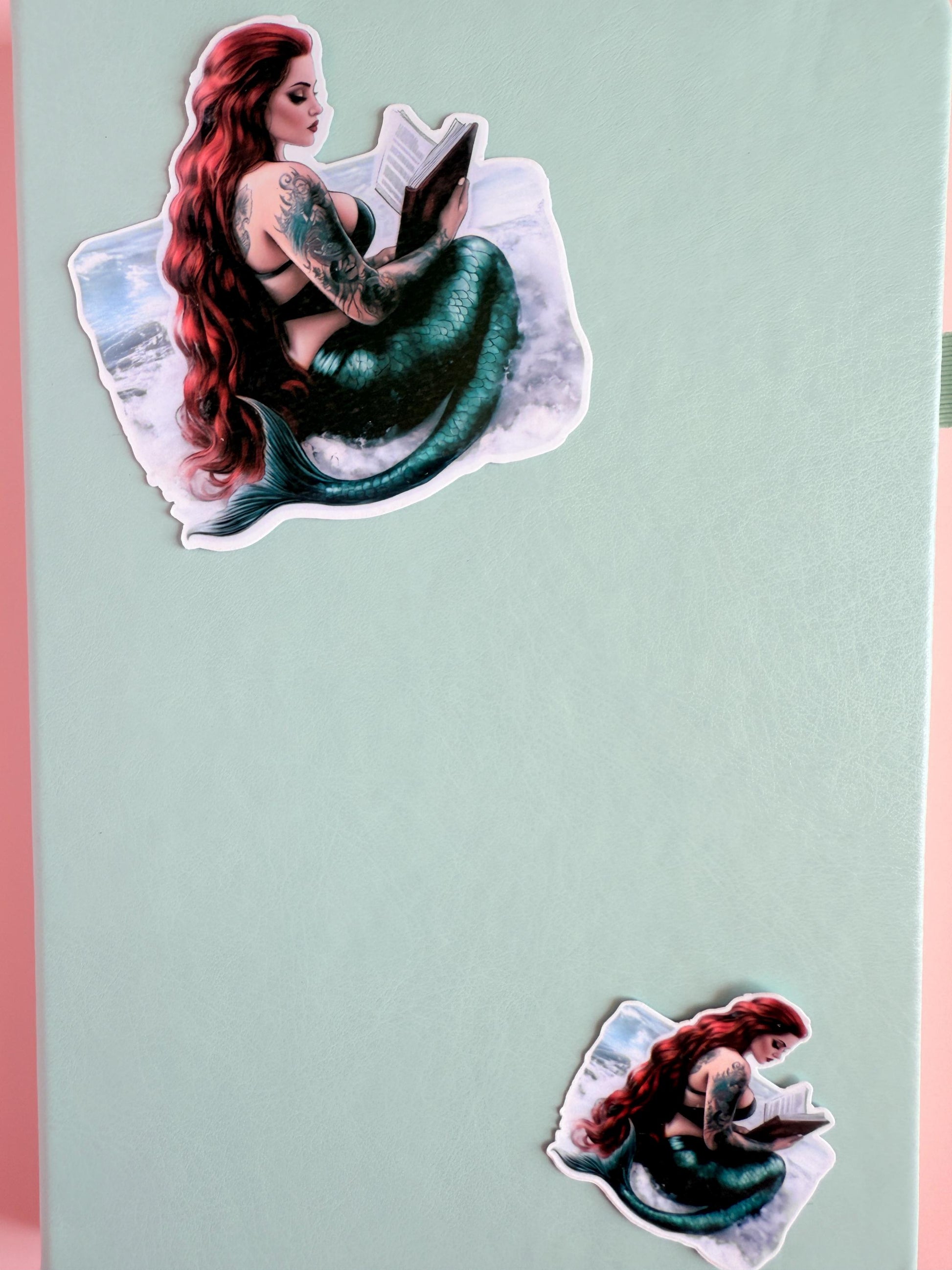 Back View Mermaid Reading Sticker – Tattooed Bookish Ocean Fantasy Vinyl for Kindles & Journals|gifts - The Sticker Era