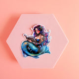 Curvy Mermaid Reading Sticker | Plus-Size Pastel Fantasy Vinyl Decal by The Sticker Era