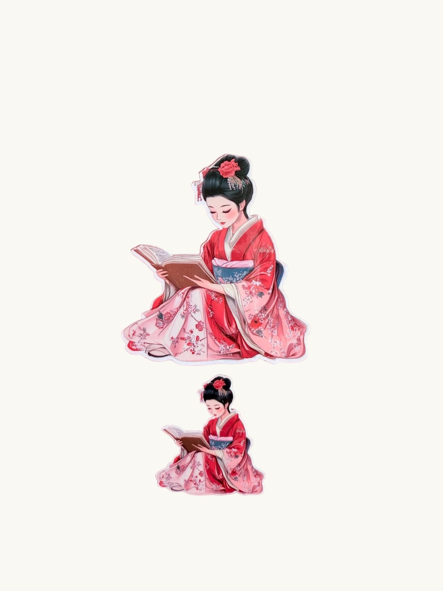 Reading Woman in Kimono Sticker | Floral Bookish Vinyl Decal by The Sticker Era