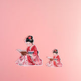 Reading Woman in Kimono Sticker | Floral Bookish Vinyl Decal by The Sticker Era