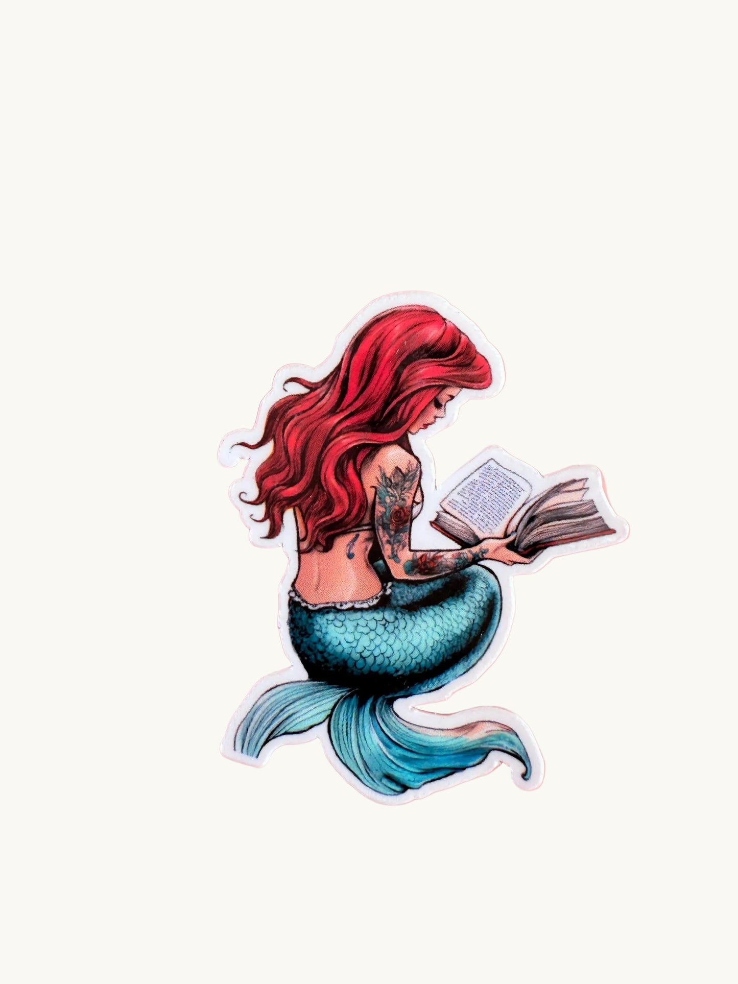Curvy mermaid pastel reading sticker with body-positive design