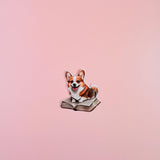 Corgi on a Book Sticker | Cute Bookish Dog Vinyl Decal by The Sticker Era