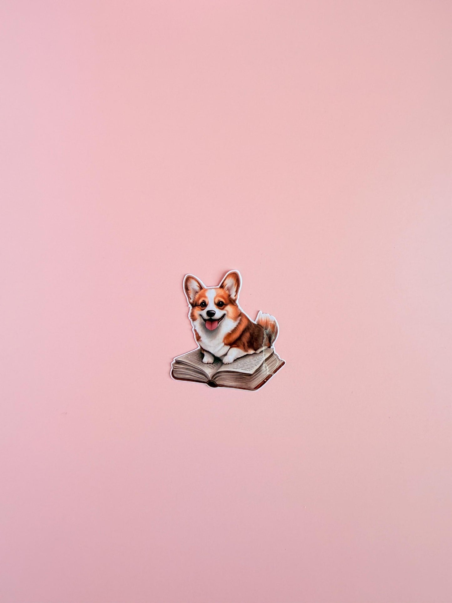 Corgi on a Book Sticker – Cute Bookish Vinyl Decal for Dog Lovers, Planners, Kindle accessories | animal stickers | pet gift| book club gift - The Sticker Era