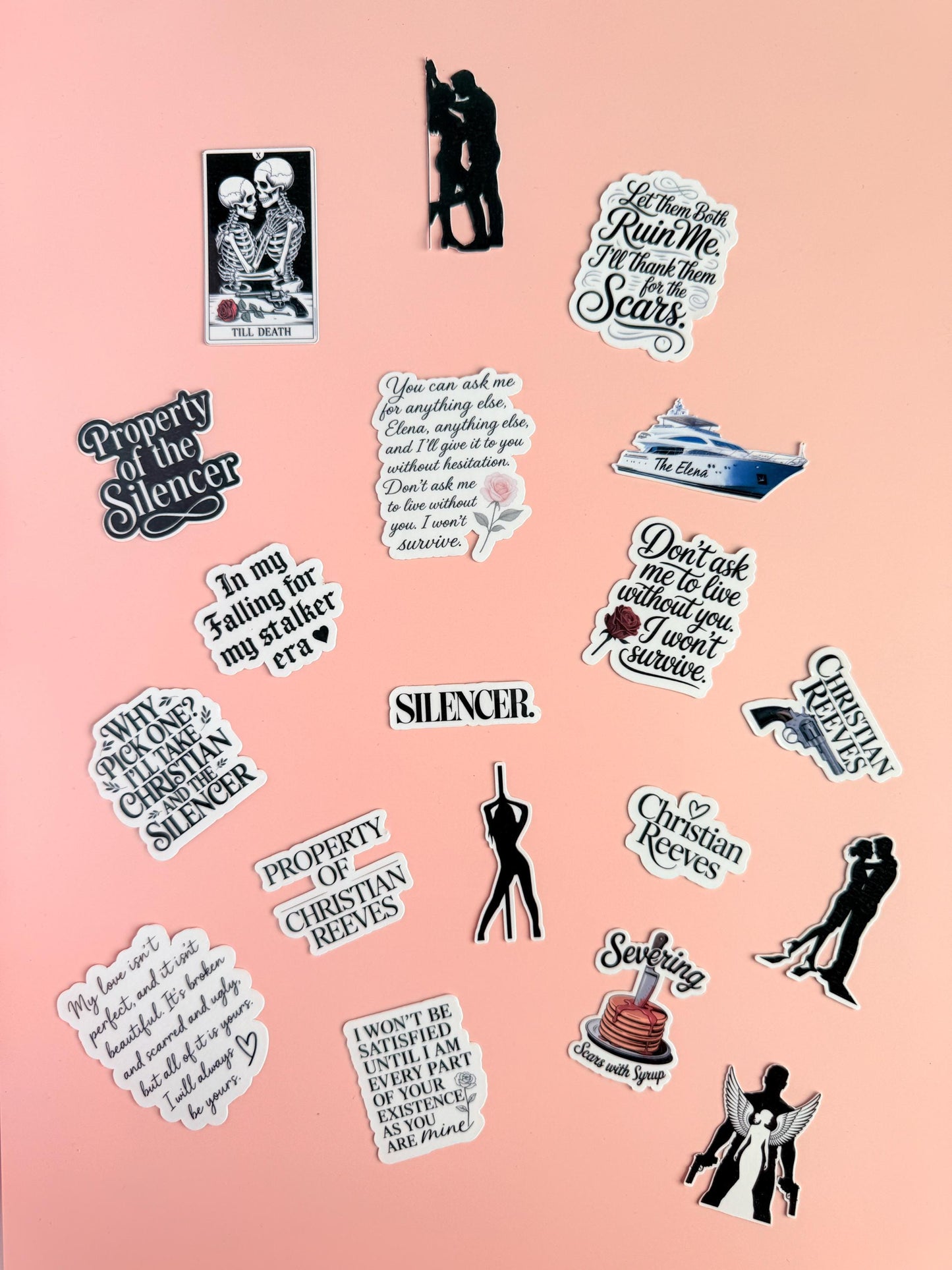 Under Your Scars Sticker Pack | Christian Reeves The Silencer Dark Romance Vinyl Decal Bundle | 19-Piece BookTok Unhinged Obsession Merch | Ariel Anderson Fan Gift - The Sticker Era