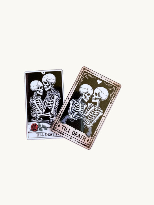 Till Death Tarot Sticker Set – Gothic Skeleton Couple Vinyl Stickers | Dark Romance Bookish Gift for Kindles, Tumblers, Journals | gift set - The Sticker Era