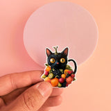 Fruit Cat Sticker | Cute Black Cat with Fruit Aesthetic Vinyl Decal by The Sticker Era