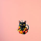 Fruit Cat Sticker | Cute Black Cat with Fruit Aesthetic Vinyl Decal by The Sticker Era