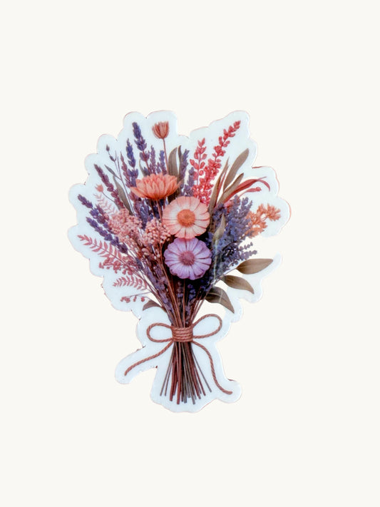 Dried Flower Sticker | Wildflower Bouquet Decal | Boho Floral Art | Rustic Botanical Gift | Matte Finish | Laptop Sticker| gift for her - The Sticker Era
