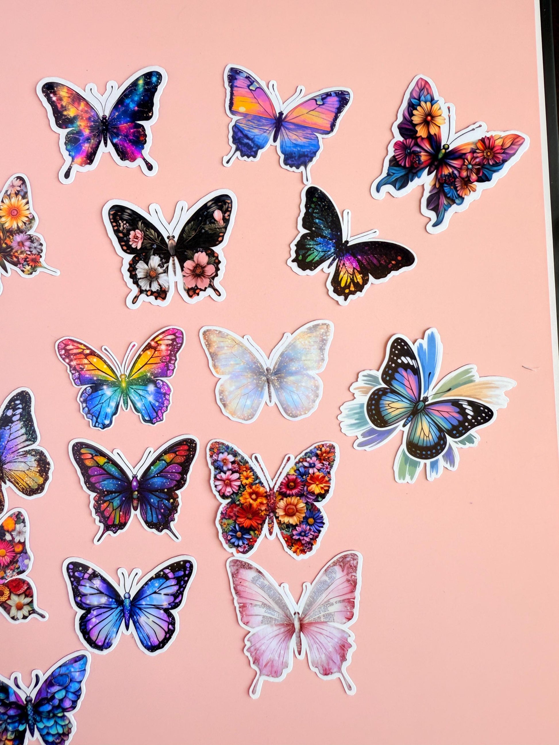butterfly sticker pack –18 Aesthetic Vinyl Butterfly Stickers for Journals, Water Bottles, Scrapbooks| butterfly sticker decoration | gift - The Sticker Era