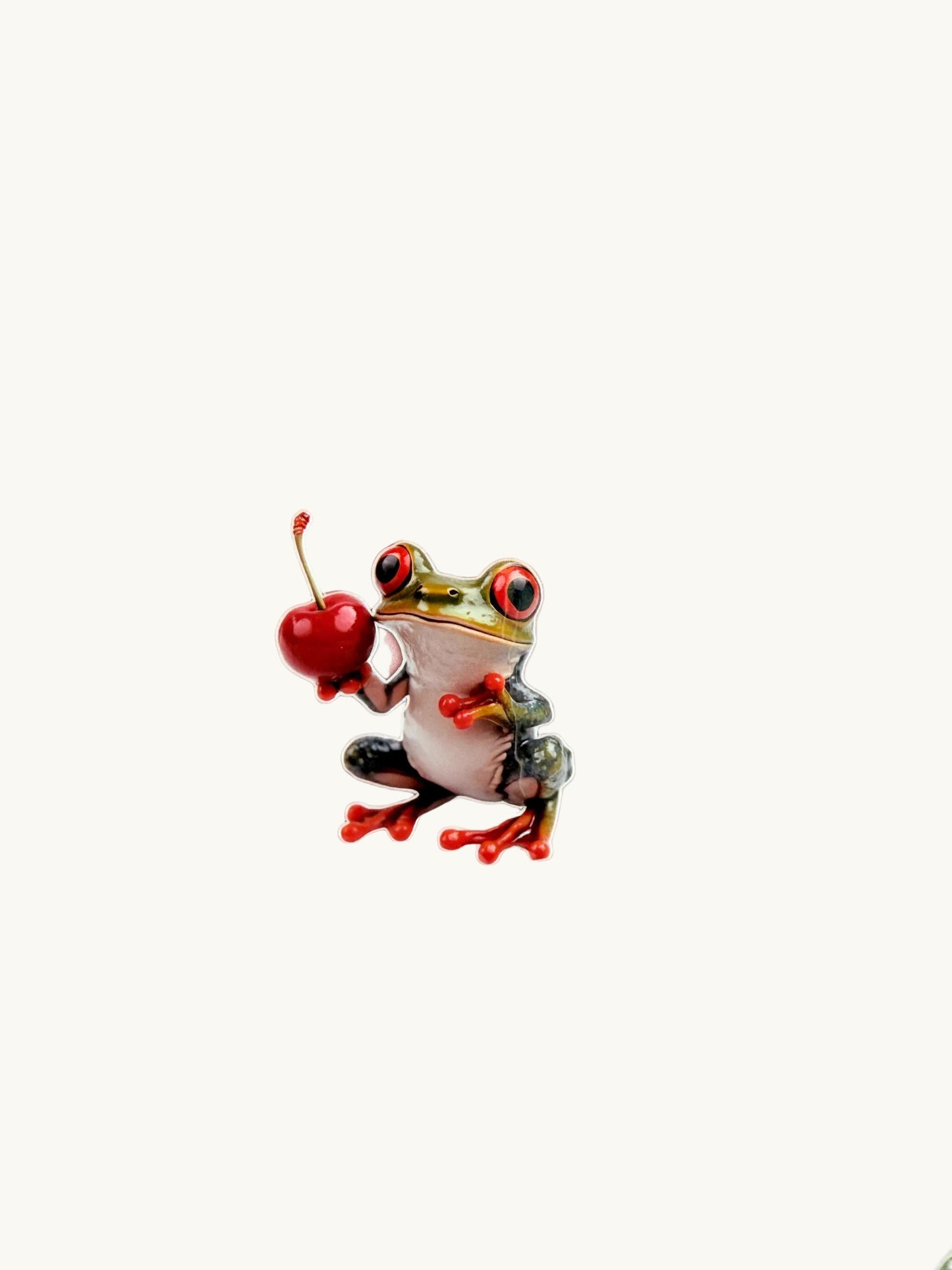 Frog Sticker Pack –4 Cute Red-Eyed Tree Frog Vinyl Stickers with Cherries for Water Bottles, Laptops, Journals|animal gift|kindle decor - The Sticker Era