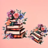 Floral Book Stack Sticker | Aesthetic Bookish Flower Vinyl Decal by The Sticker Era