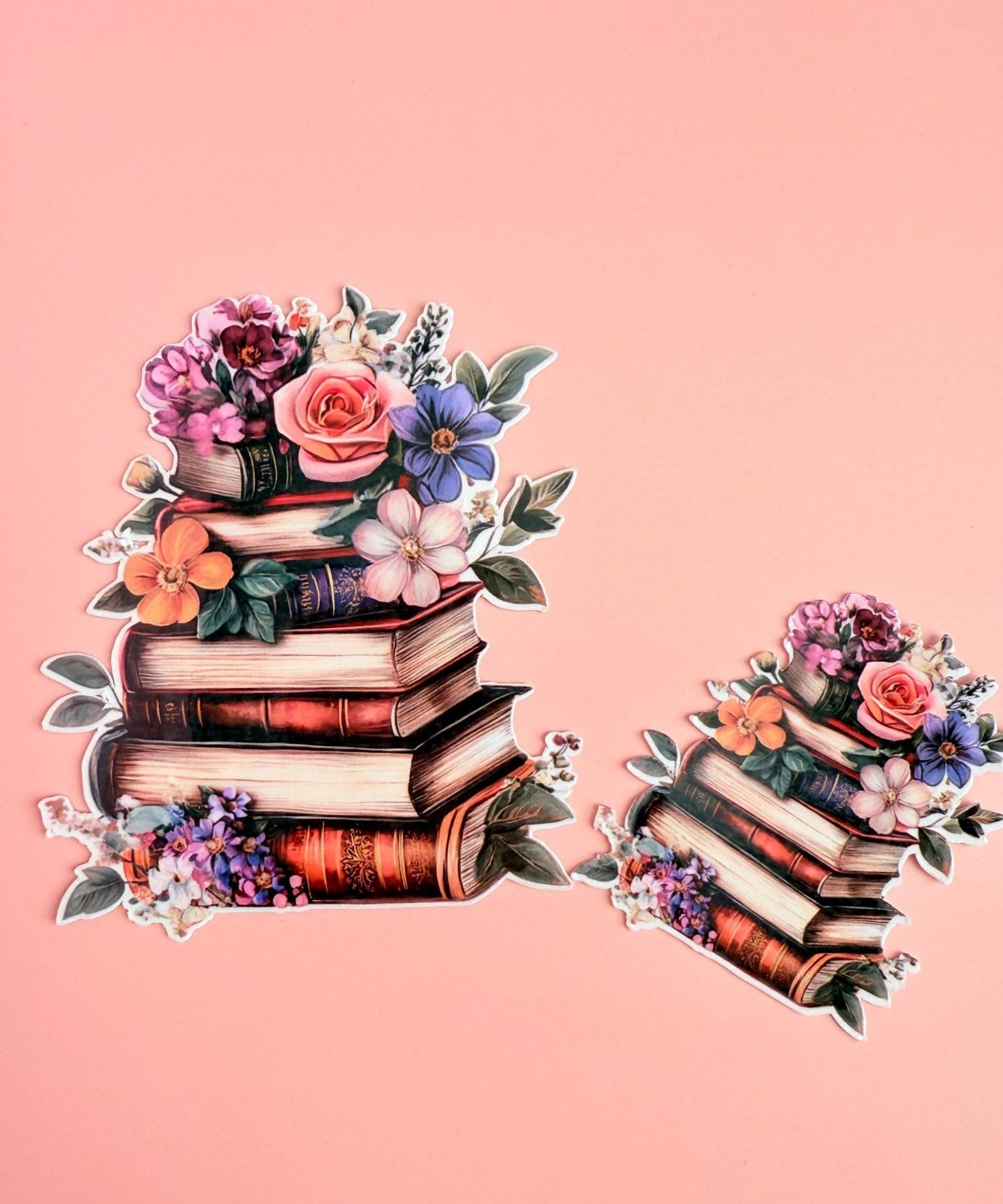Floral Book Stack Sticker | Aesthetic Bookish Flower Vinyl Decal by The Sticker Era