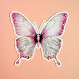 Pink Butterfly Vintage Text Sticker | Bookish Aesthetic Vinyl Decal by The Sticker Era