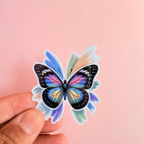 Rainbow Butterfly Sticker | Vibrant Brush Stroke Wings Vinyl Decal by The Sticker Era
