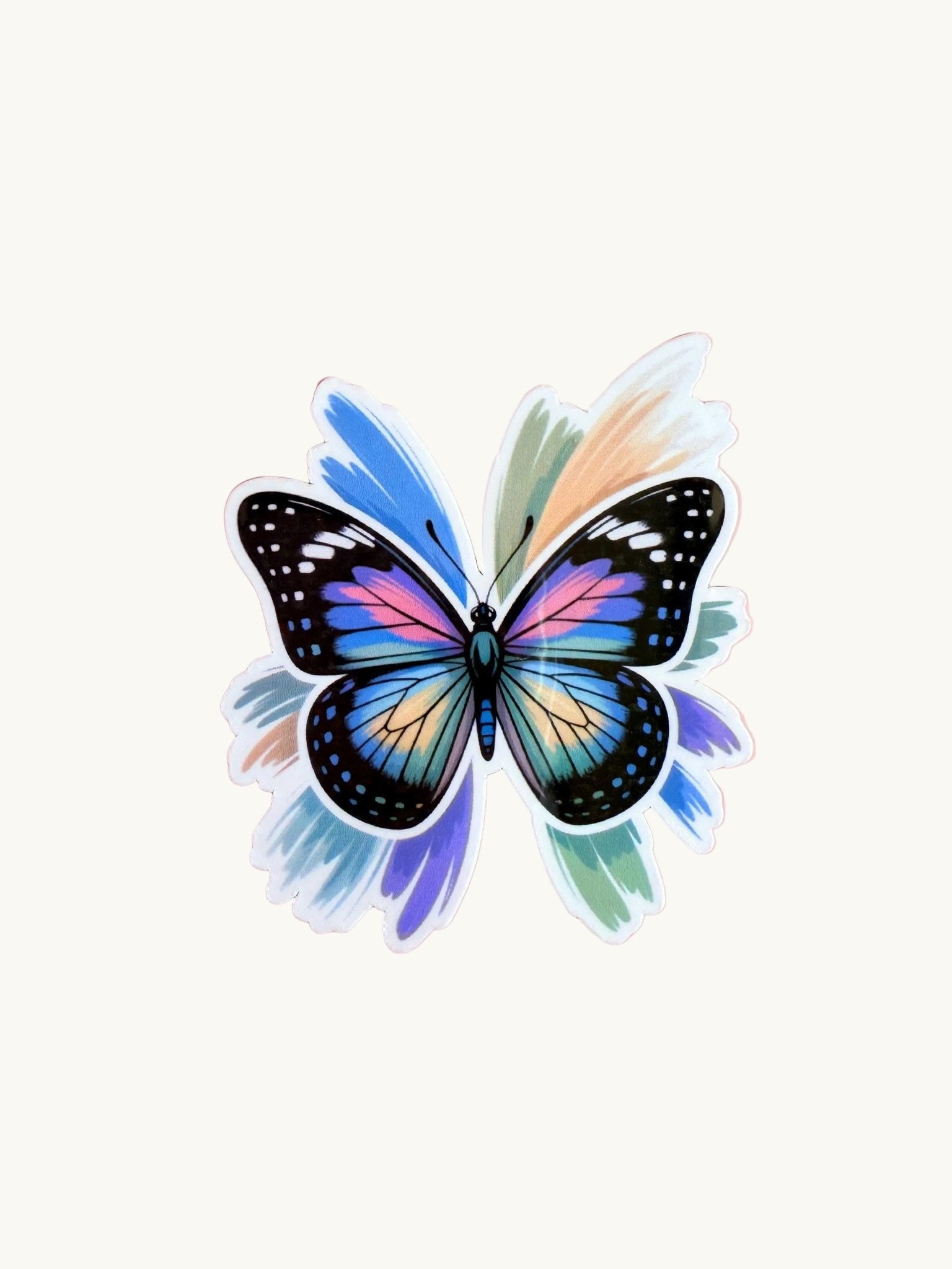 Rainbow Butterfly Sticker | Vibrant Brush Stroke Wings Vinyl Decal by The Sticker Era