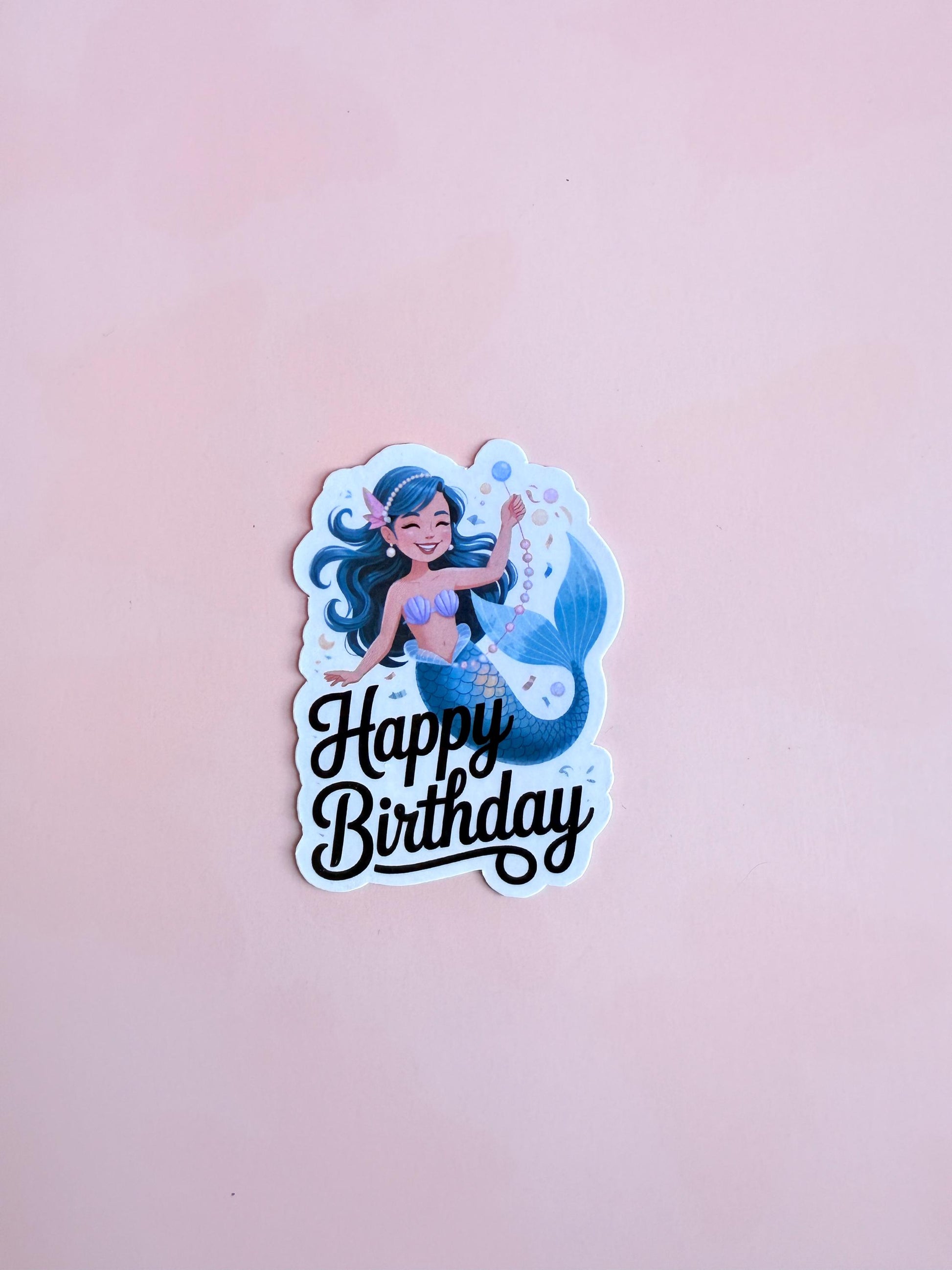 Happy Birthday Mermaid Sticker – Vinyl Gift Sticker for Kids, Planners, Journals, Cards & Birthday Boxes |Ocean Birthday Decal | party favor - The Sticker Era