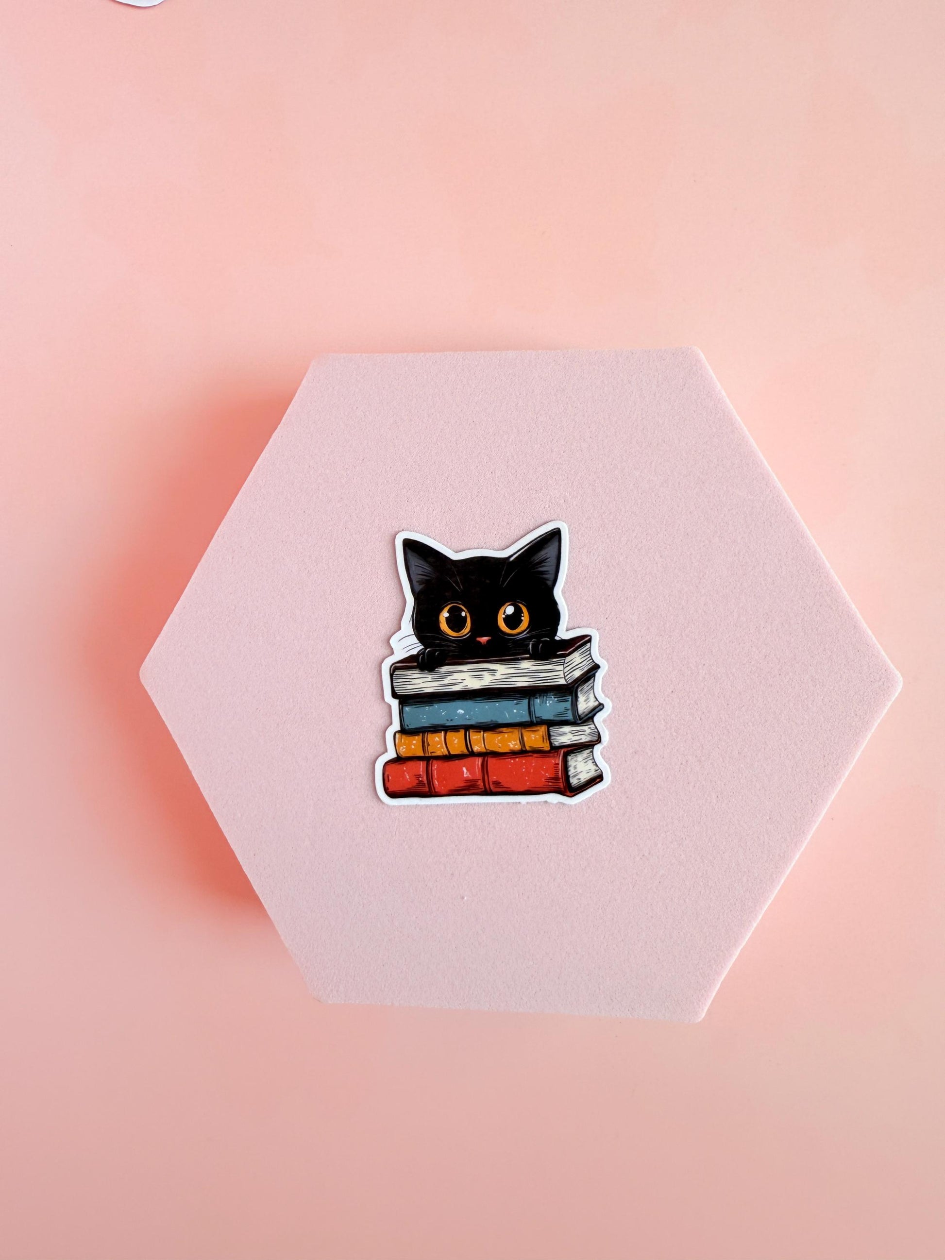 Black Cat Book Sticker – Cute Vinyl Reading Sticker for Book Lovers, Cat Moms, and Readers| book club gifts| cute animal sticker| book decal - The Sticker Era