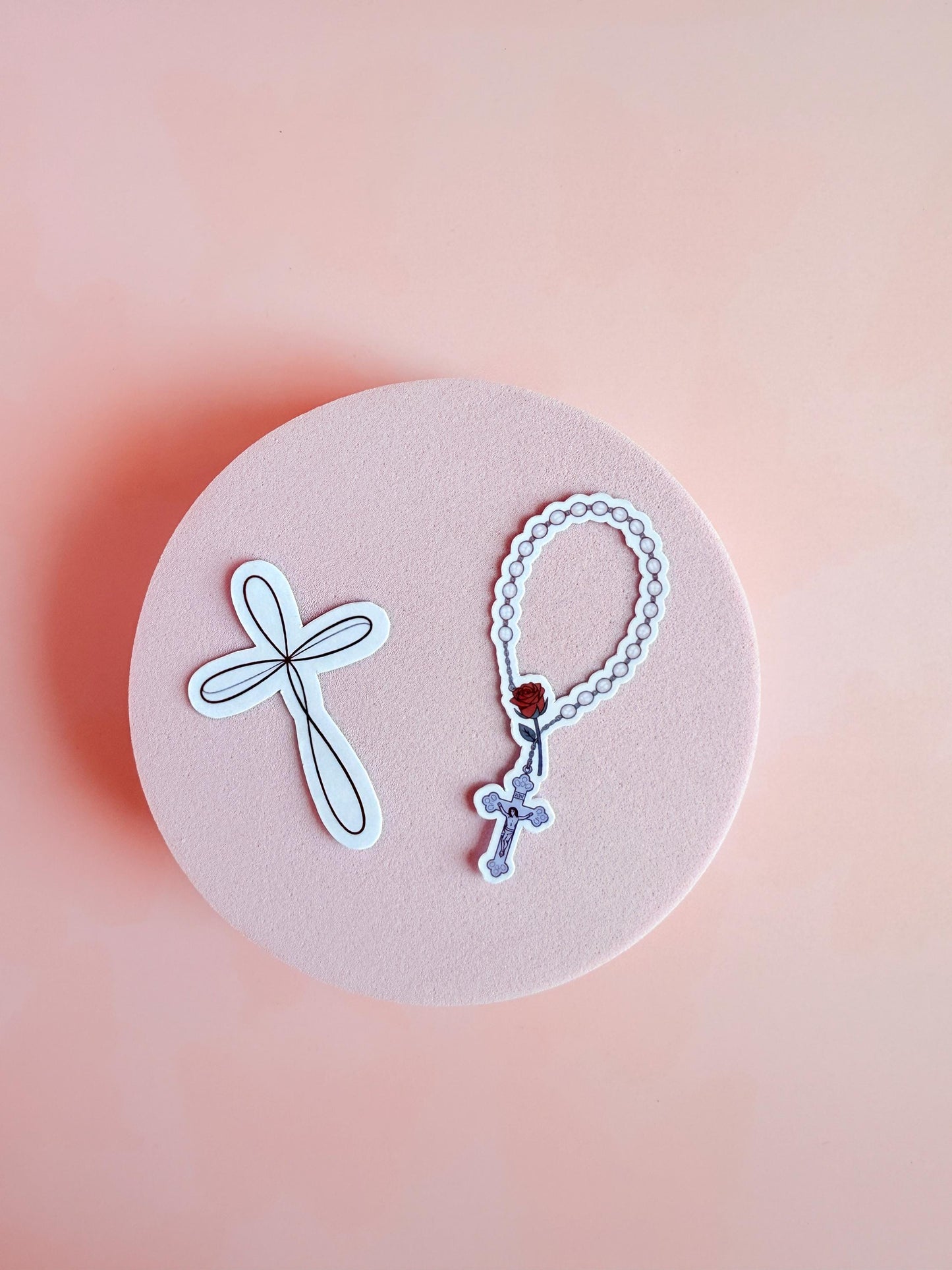 Christian Cross and Rosary Sticker Set – Faith-Based Vinyl Stickers for Bible Journals, Laptops & Water Bottles| baptism gift| Jesus sticker - The Sticker Era