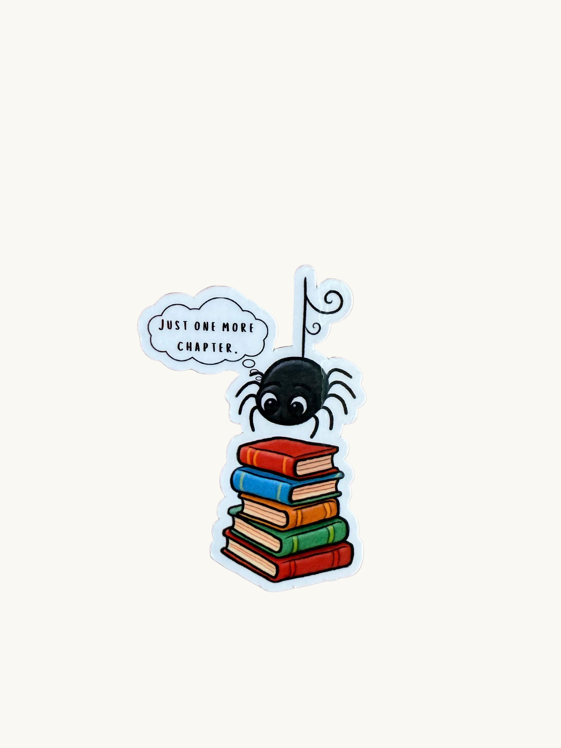 Just One More Chapter Book Sticker – Funny Bookish Spider Vinyl for Readers, Bookworms & Kindle Decor| kindle accsories| cute spider| - The Sticker Era