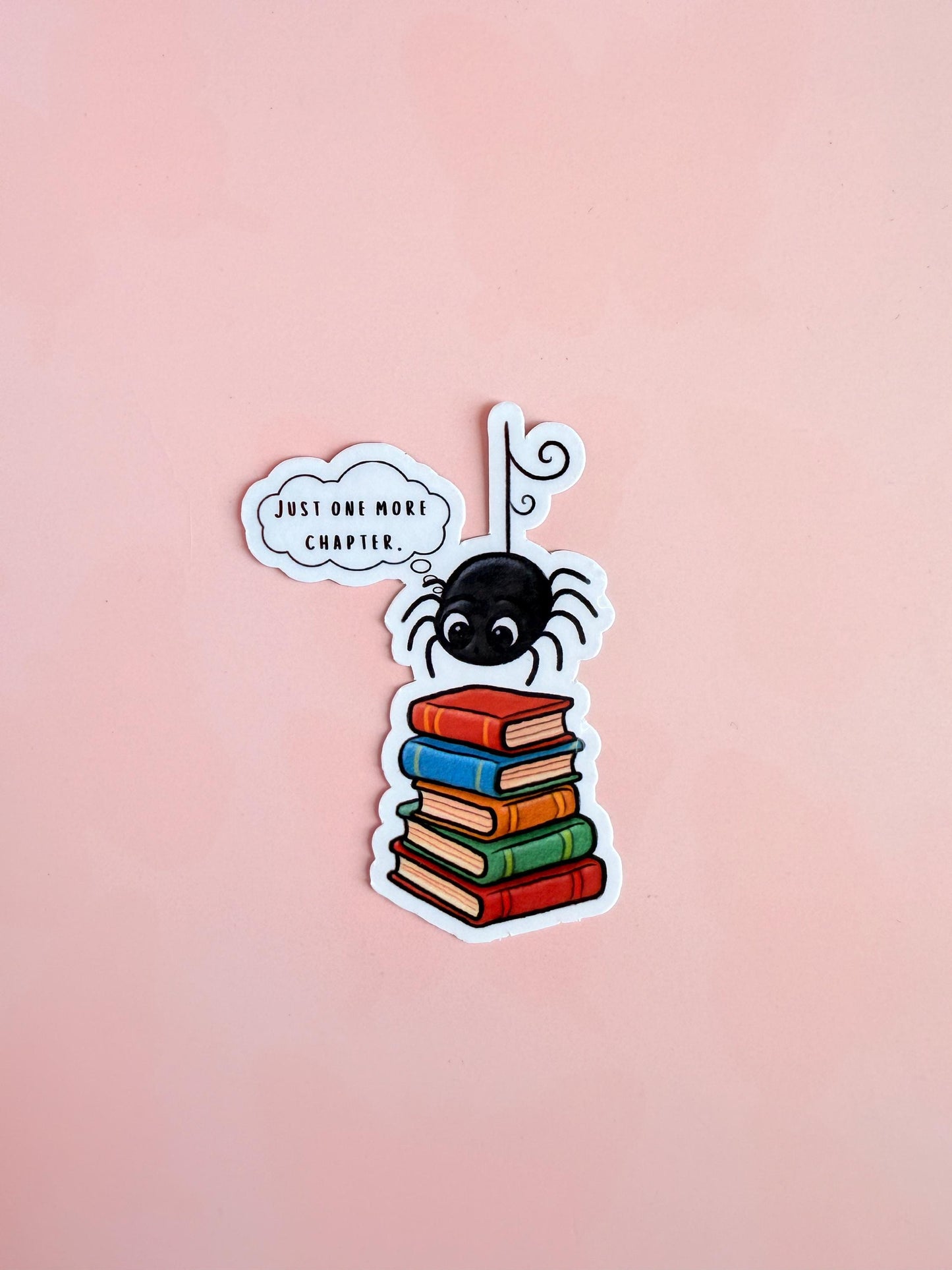 Just One More Chapter Book Sticker – Funny Bookish Spider Vinyl for Readers, Bookworms & Kindle Decor| kindle accsories| cute spider| - The Sticker Era