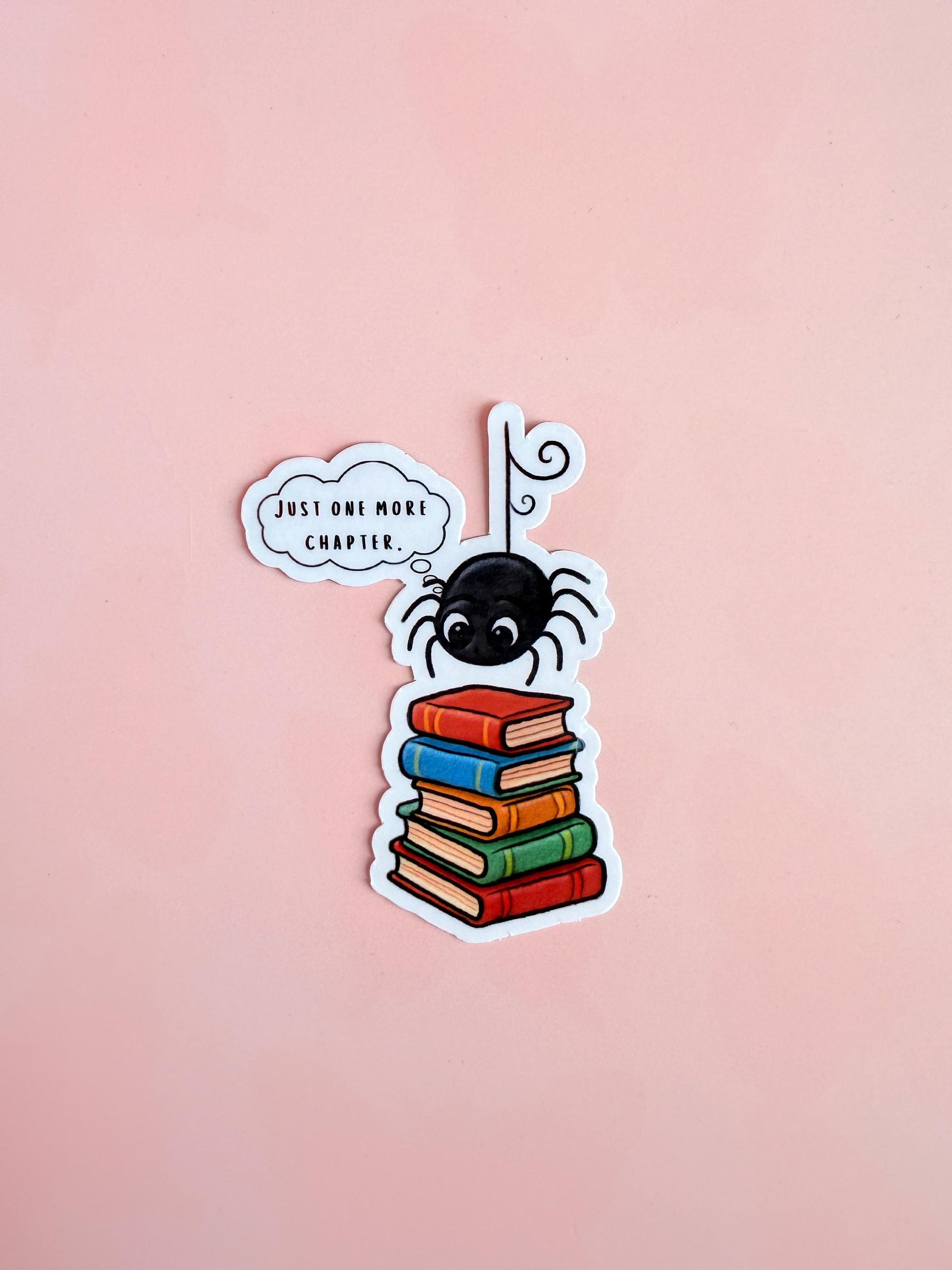 Just One More Chapter Book Sticker – Funny Bookish Spider Vinyl for Readers, Bookworms & Kindle Decor| kindle accsories| cute spider| - The Sticker Era