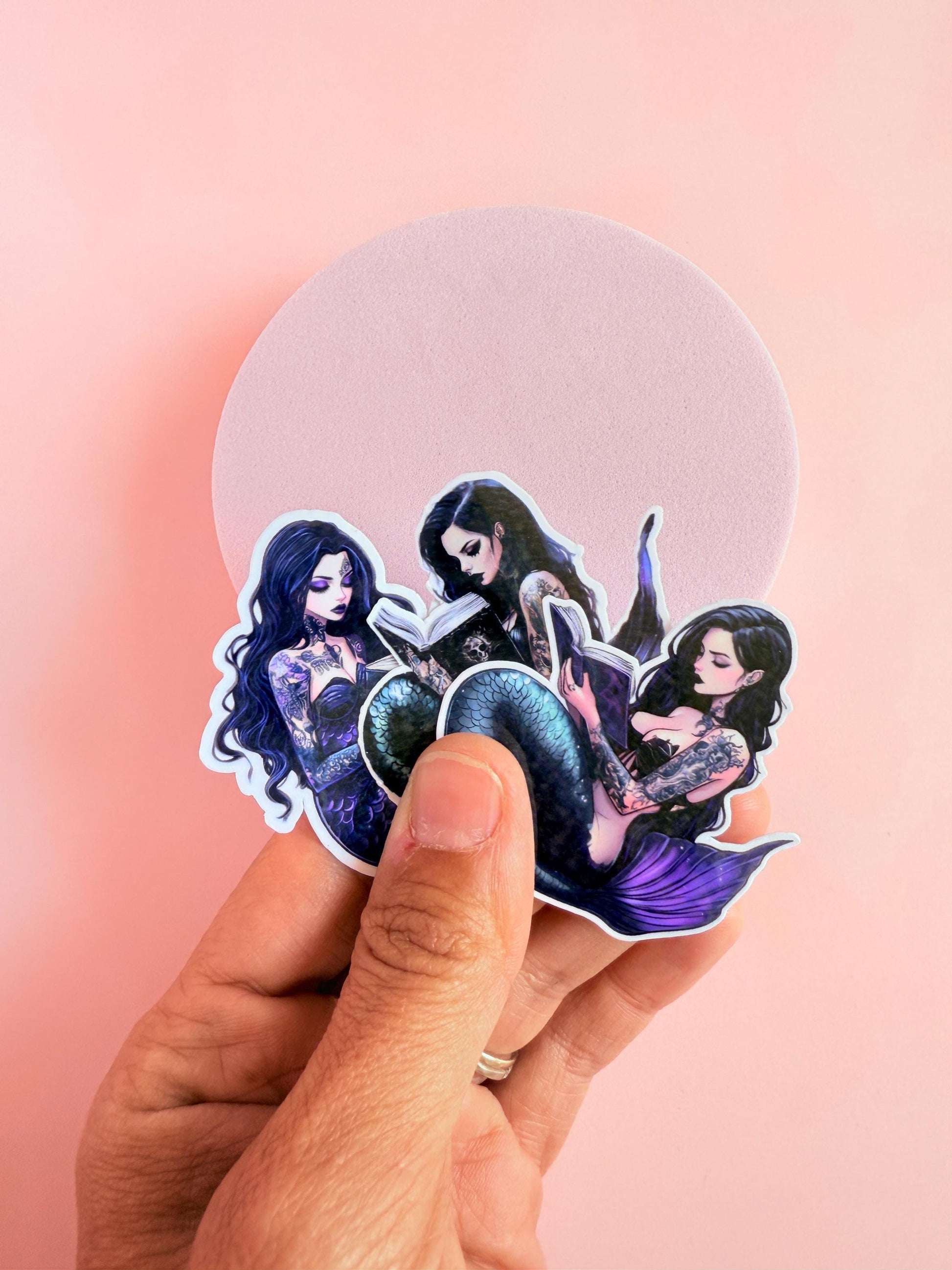Dark Mermaid Book Sticker Set – Tattooed Reading Siren Vinyl Stickers for Fantasy Readers, Kindle Girls & Dark Romance Fans| siren mermaid - The Sticker Era