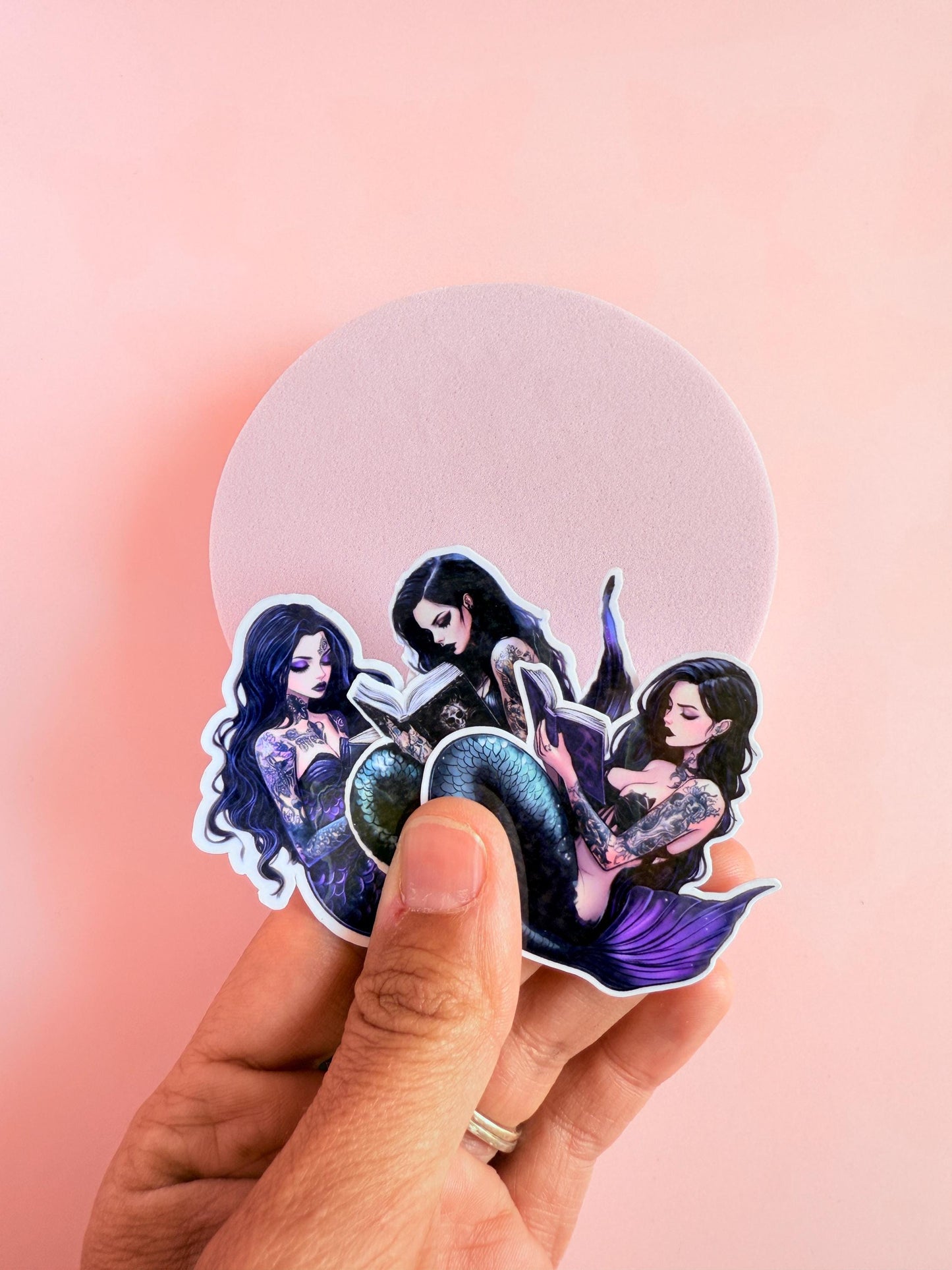 Dark Mermaid Book Sticker Set – Tattooed Reading Siren Vinyl Stickers for Fantasy Readers, Kindle Girls & Dark Romance Fans| siren mermaid - The Sticker Era