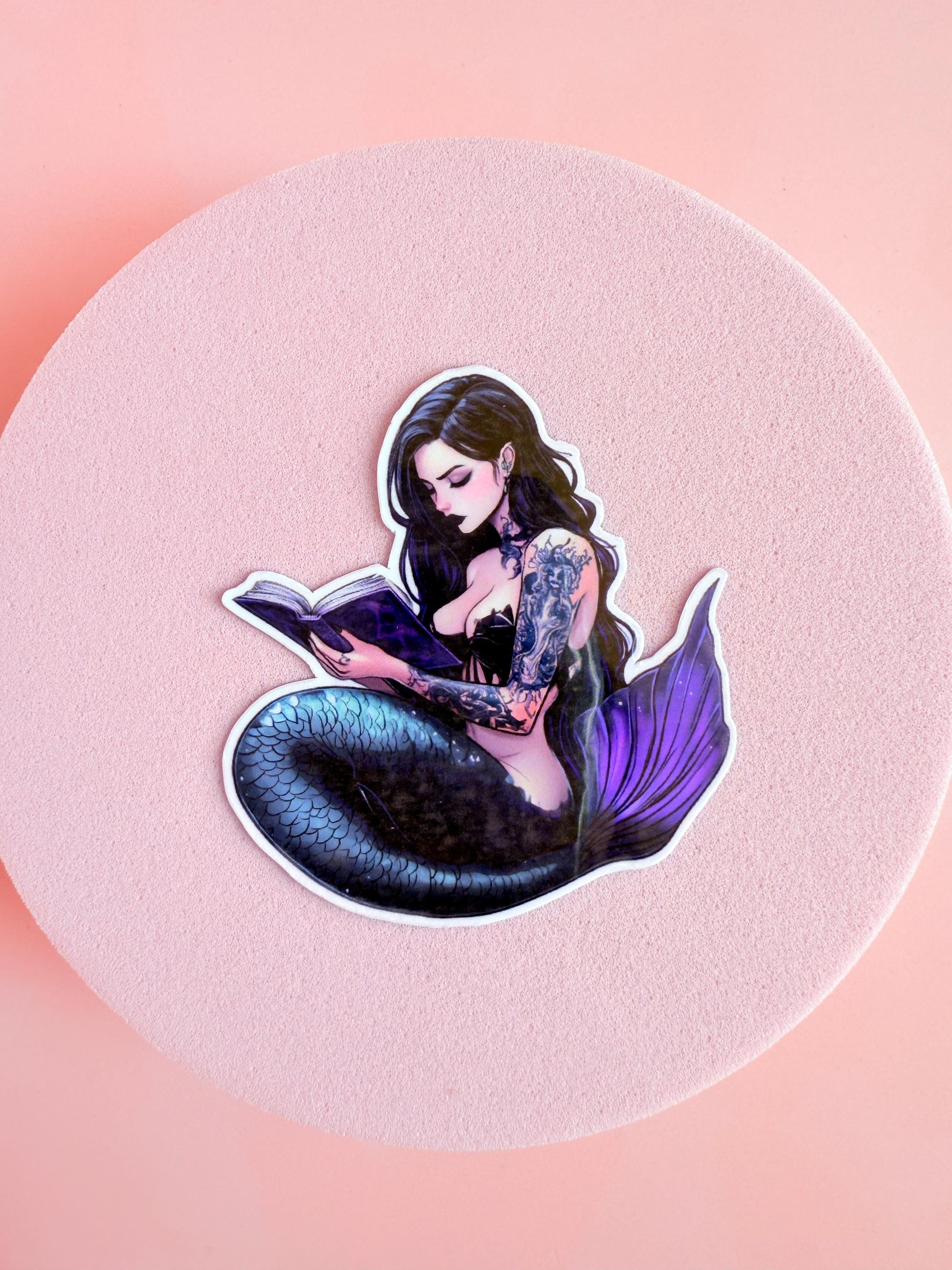 Dark Mermaid Book Sticker Set – Tattooed Reading Siren Vinyl Stickers for Fantasy Readers, Kindle Girls & Dark Romance Fans| siren mermaid - The Sticker Era