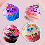 Funny Cupcake Sticker Pack | Emotionally Chaotic Dessert Vinyl Decals by The Sticker Era