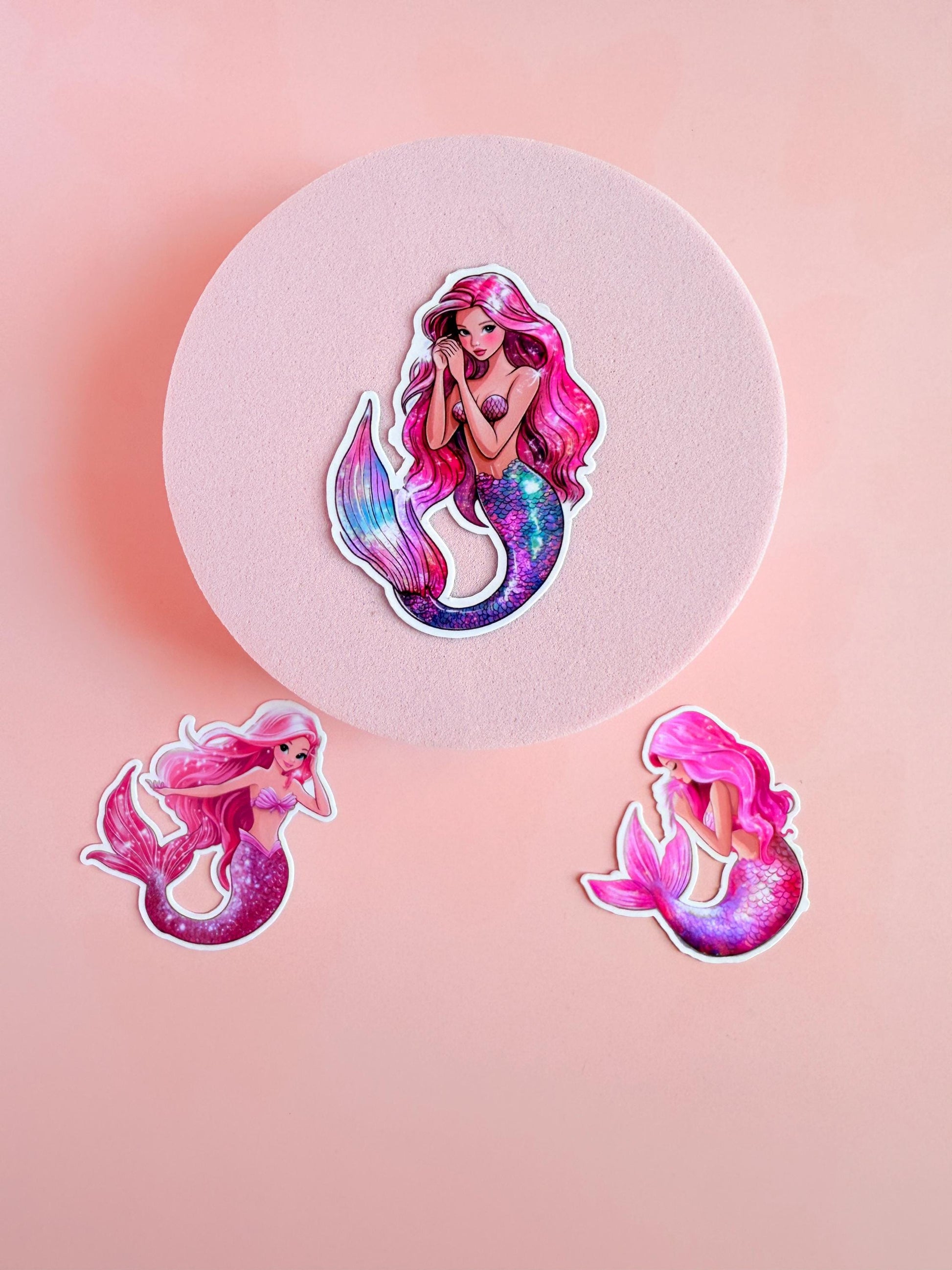 Pink Mermaid Sticker Pack – Sparkly Mermaidcore Vinyl Stickers for Water Bottles, Journals & Aesthetic Scrapbooking| kids stickers| birthday - The Sticker Era