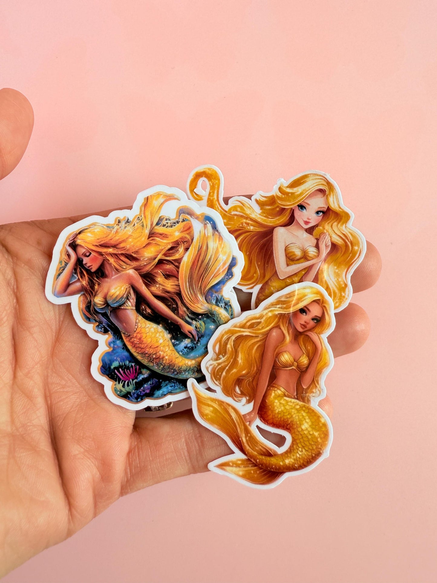 Golden Mermaid Sticker Pack – Aesthetic Fantasy Vinyl Stickers for Journals, Water Bottles, Scrapbooks & Mermaidcore Decor| little mermaid - The Sticker Era