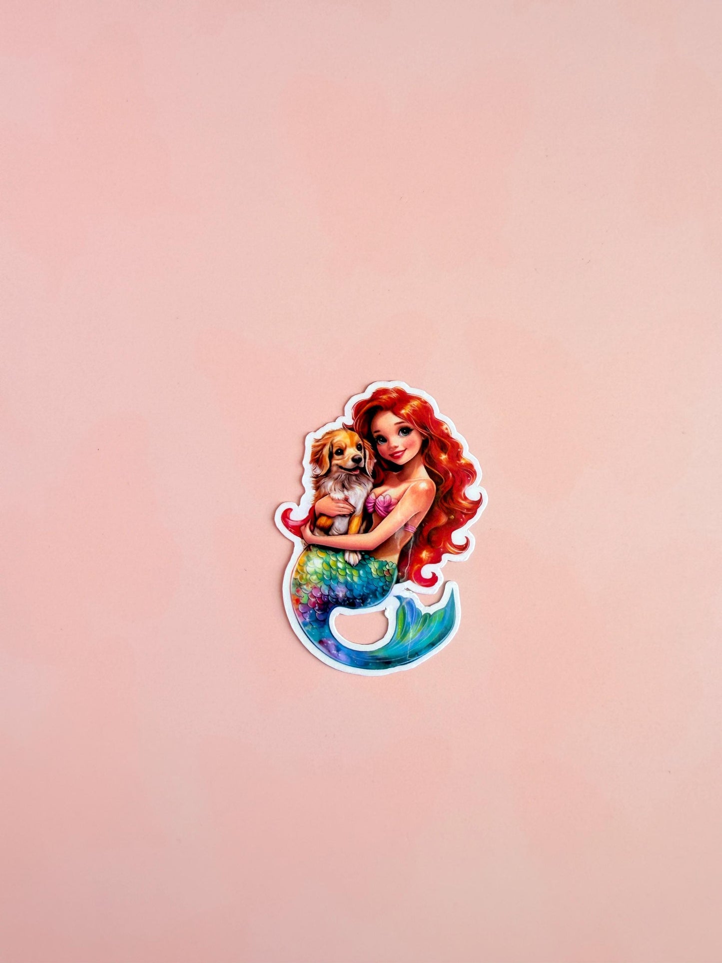 Mermaid and Dog Sticker –Cute Pet Mom Vinyl Sticker for Water Bottles, Journals, Kindles & Fantasy Animal Lovers| cute mermaid| gift for her - The Sticker Era
