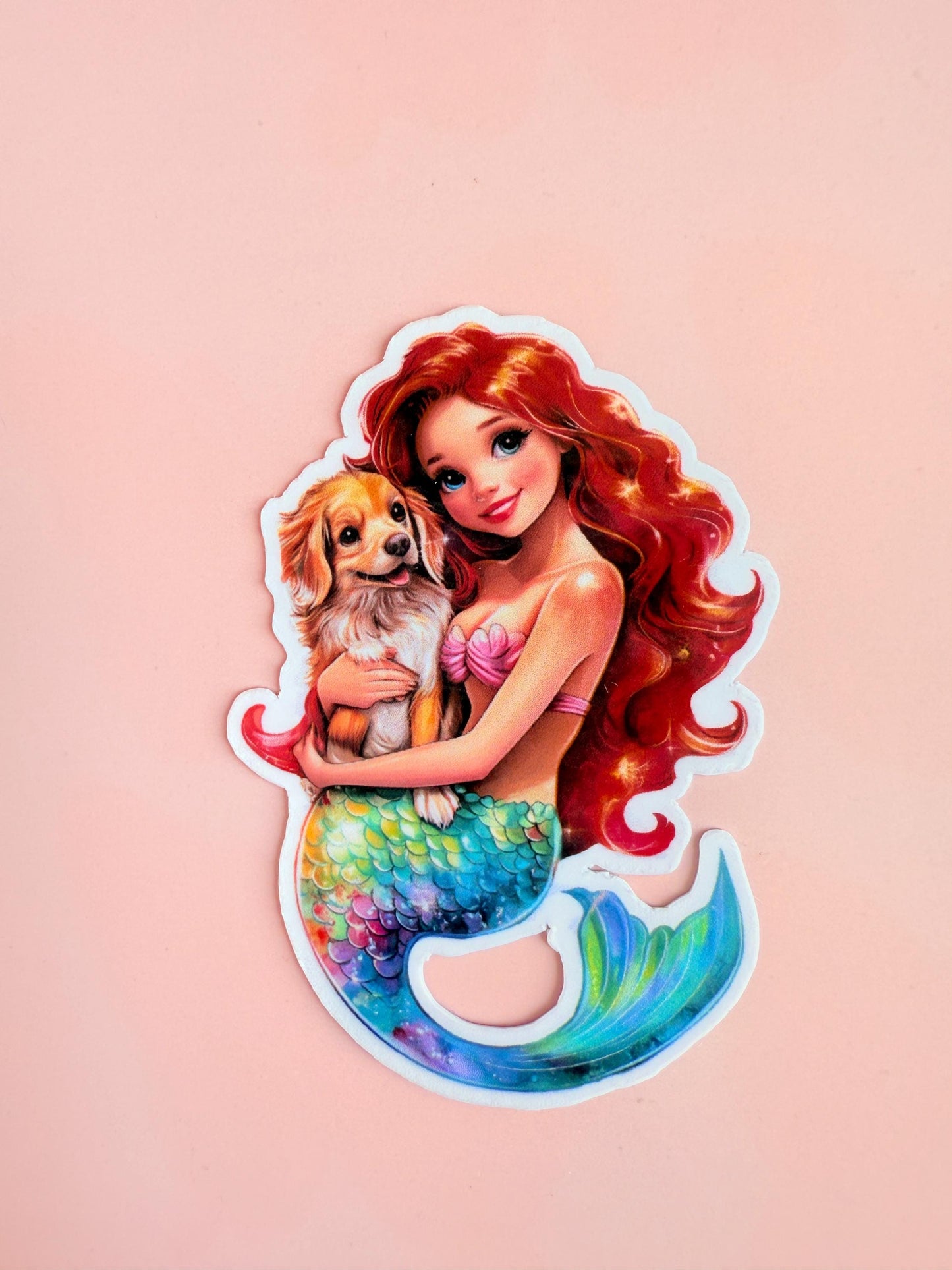 Mermaid and Dog Sticker –Cute Pet Mom Vinyl Sticker for Water Bottles, Journals, Kindles & Fantasy Animal Lovers| cute mermaid| gift for her - The Sticker Era
