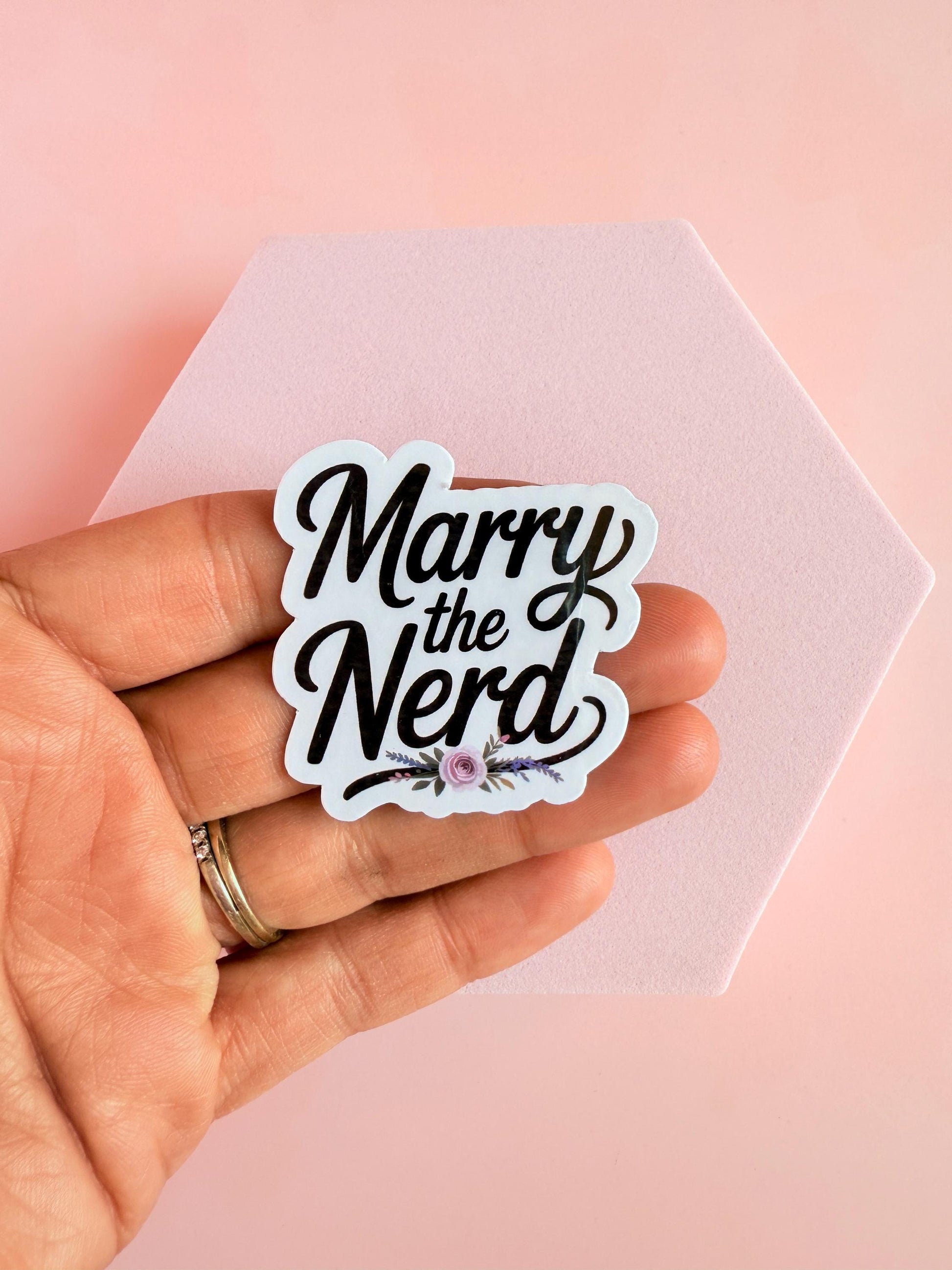 Marry the Nerd Sticker – Cute Bookish Romance Vinyl Sticker for Laptops, Kindles, Journals & Romance Readers| newlywed gift |wedding gift - The Sticker Era