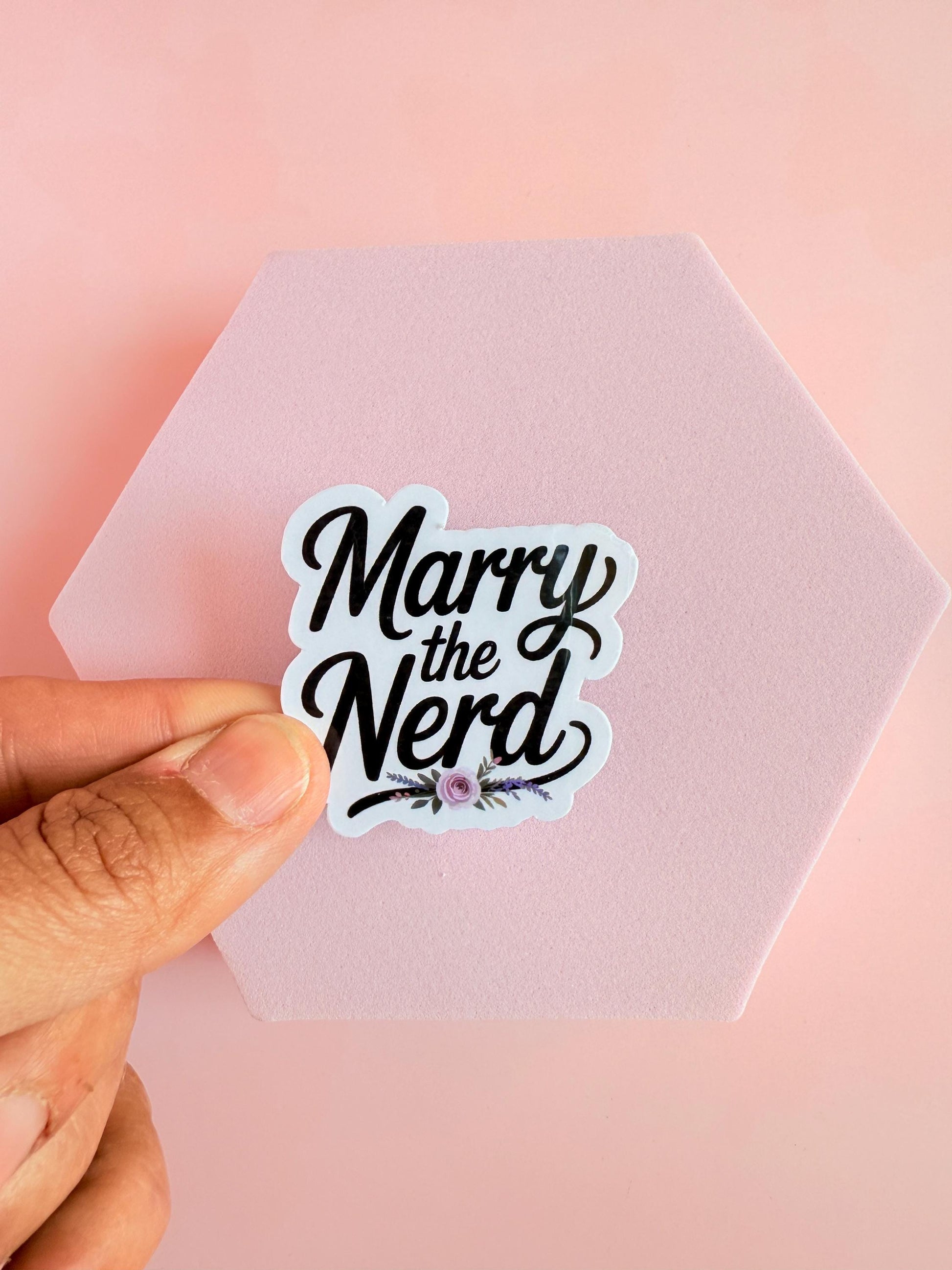 Marry the Nerd Sticker – Cute Bookish Romance Vinyl Sticker for Laptops, Kindles, Journals & Romance Readers| newlywed gift |wedding gift - The Sticker Era
