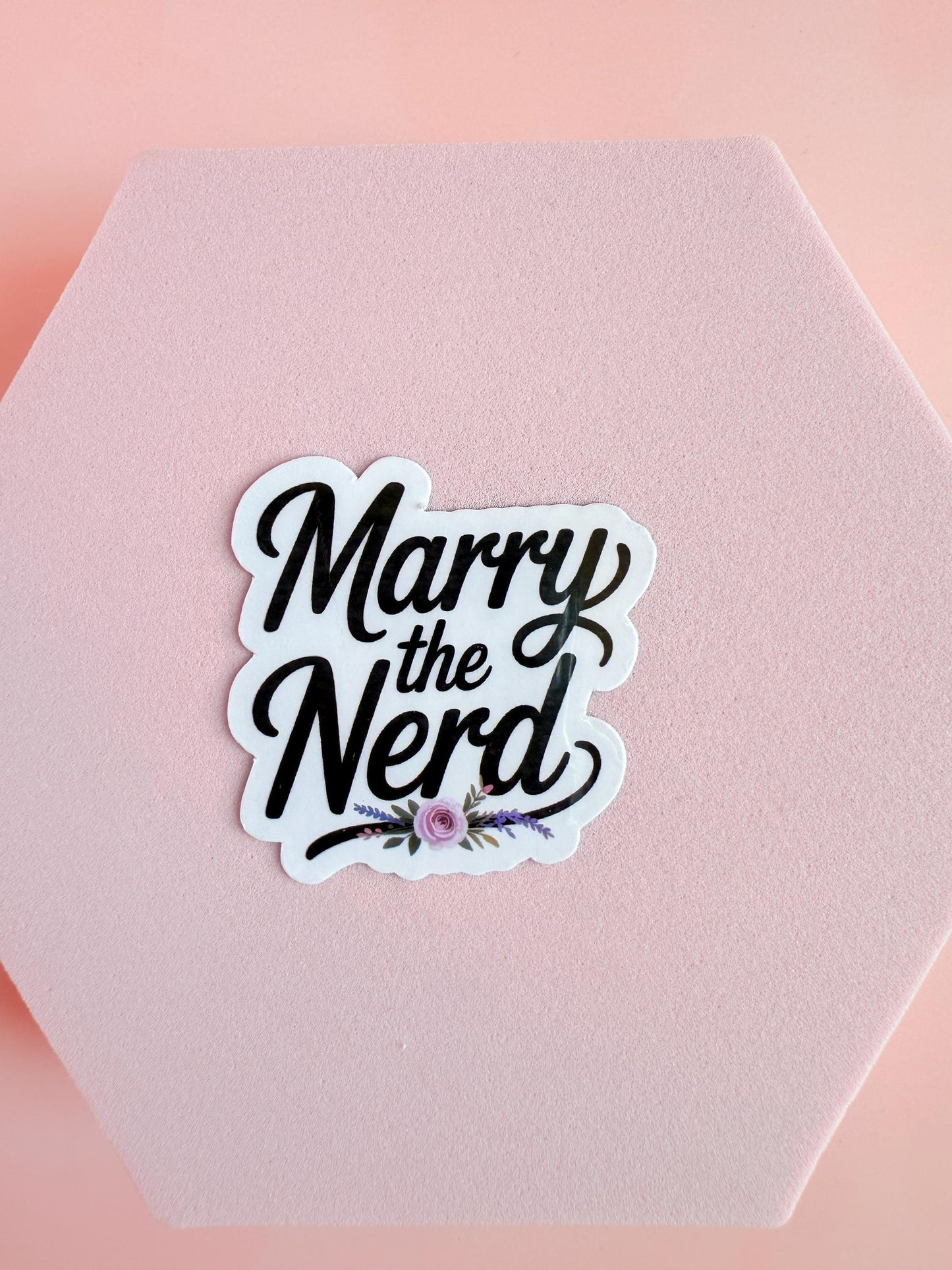 Marry the Nerd Sticker – Cute Bookish Romance Vinyl Sticker for Laptops, Kindles, Journals & Romance Readers| newlywed gift |wedding gift - The Sticker Era