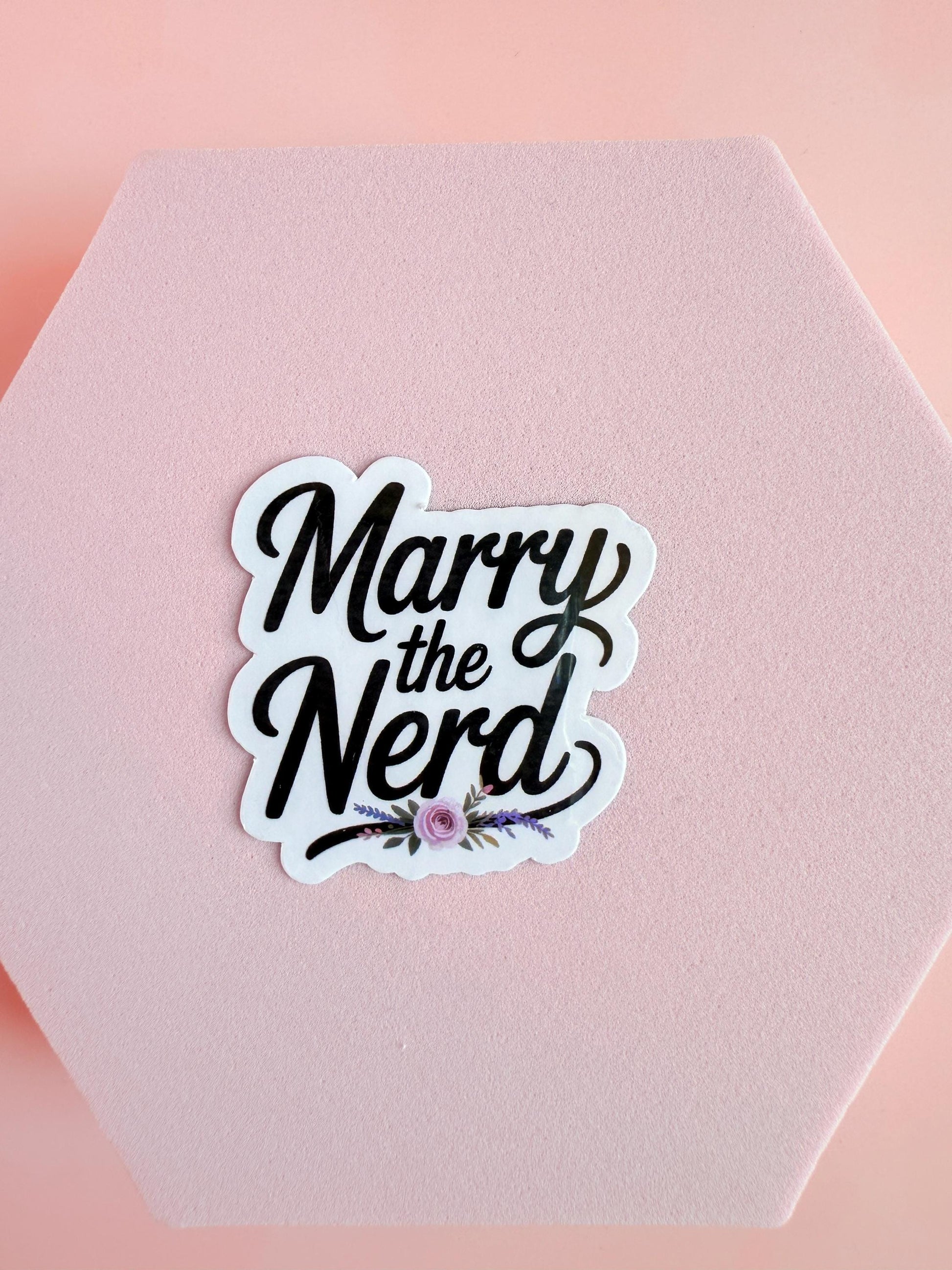 Marry the Nerd Sticker – Cute Bookish Romance Vinyl Sticker for Laptops, Kindles, Journals & Romance Readers| newlywed gift |wedding gift - The Sticker Era
