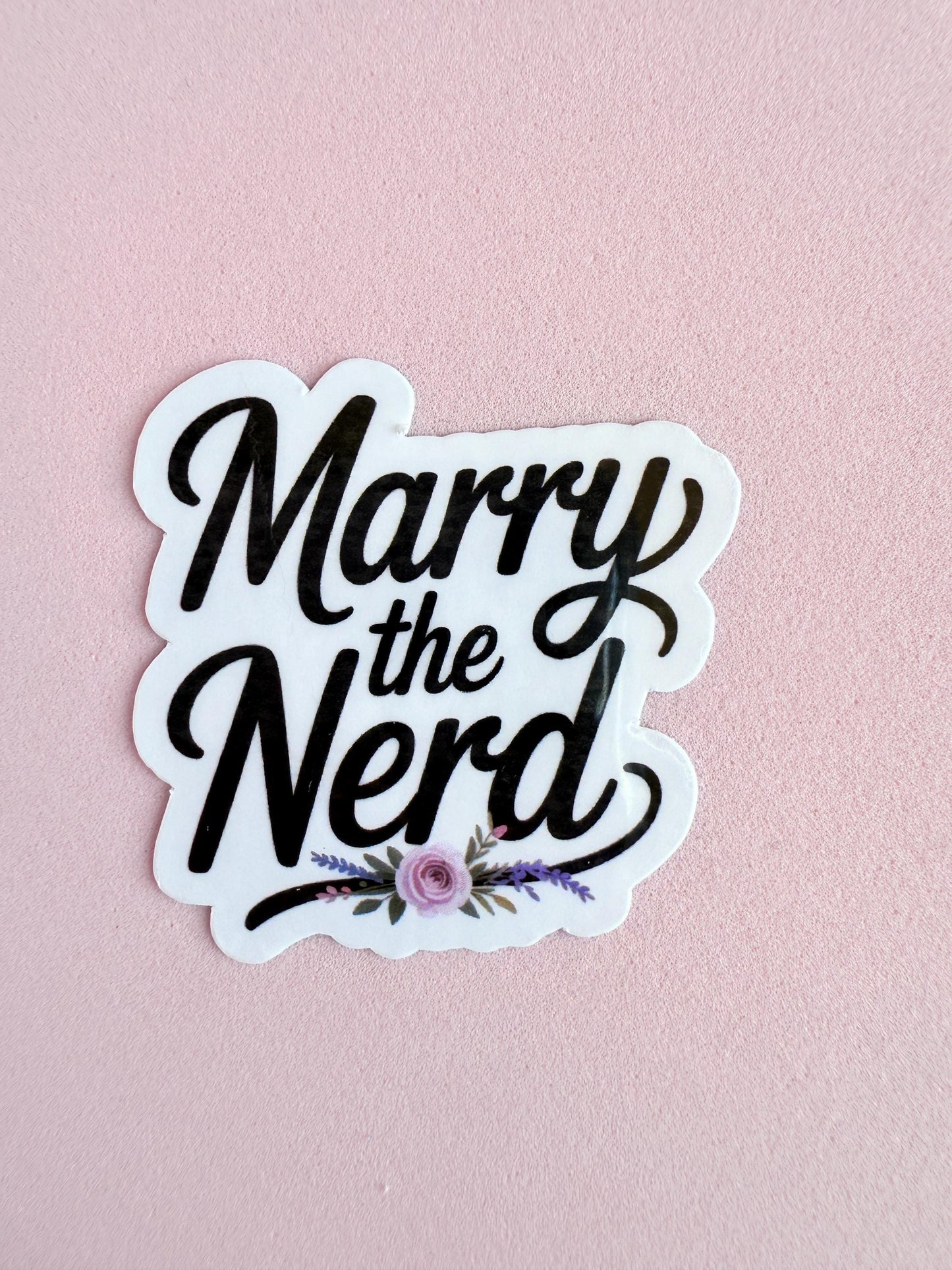 Marry the Nerd Sticker – Cute Bookish Romance Vinyl Sticker for Laptops, Kindles, Journals & Romance Readers| newlywed gift |wedding gift - The Sticker Era
