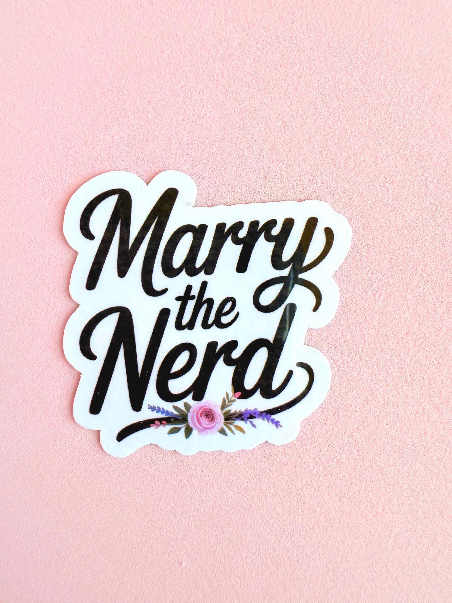 Marry the Nerd Sticker – Cute Bookish Romance Vinyl Sticker for Laptops, Kindles, Journals & Romance Readers| newlywed gift |wedding gift - The Sticker Era