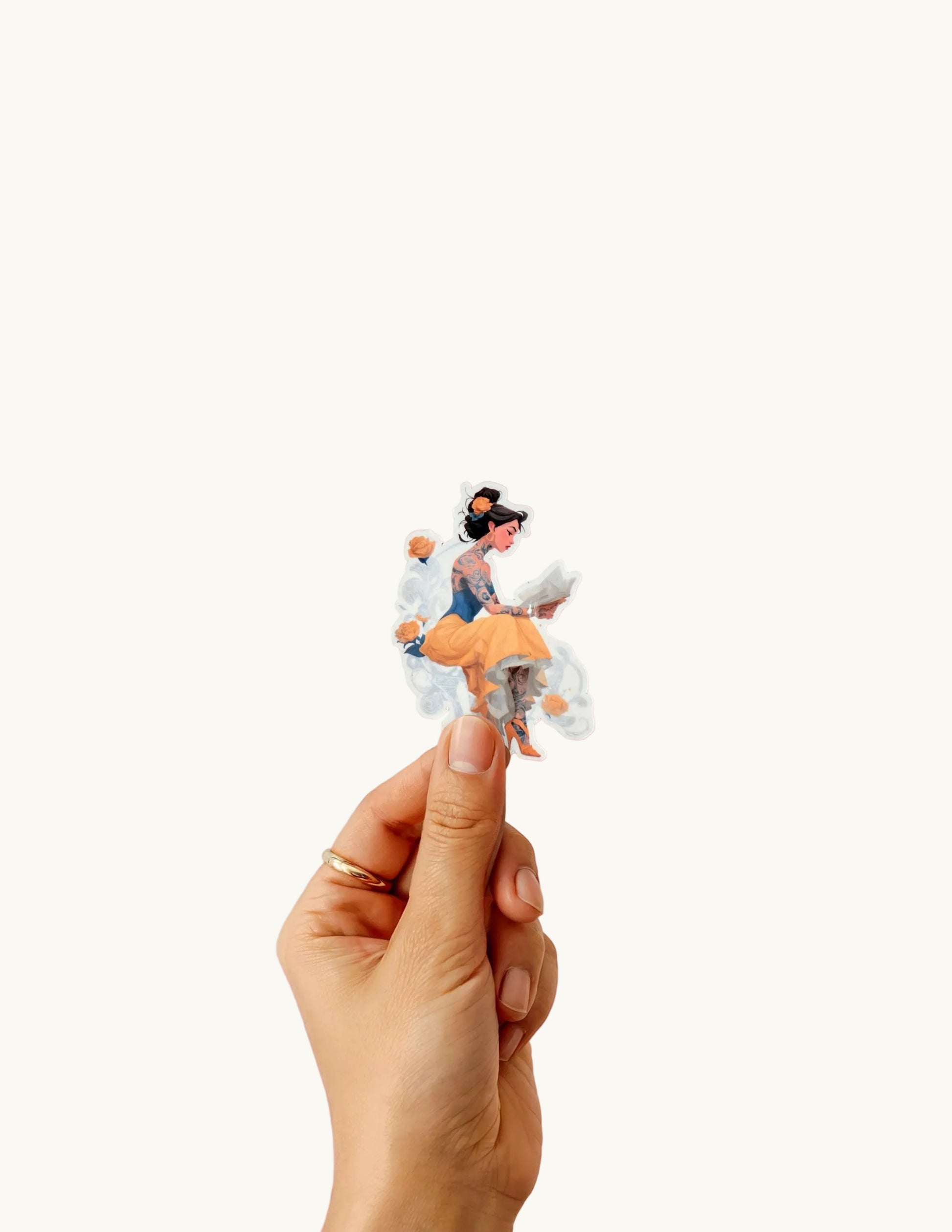 Tattooed Book Lover Sticker Bundle | Enchanted Reader Vinyl Decals & Debit Card Skin| belle theme sticker set| fantasy gift bundle - The Sticker Era