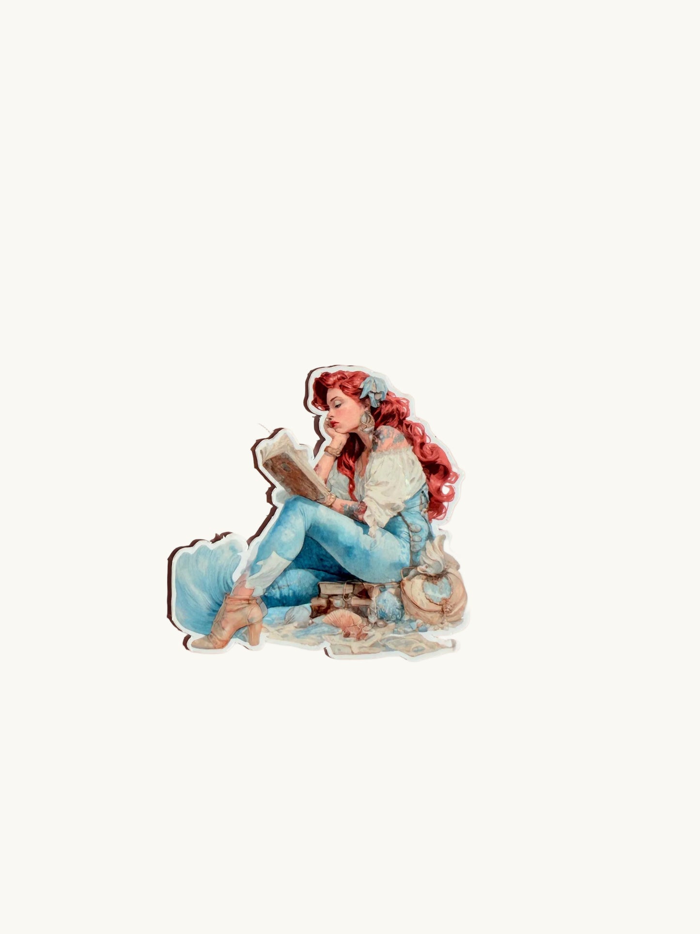 Tattooed Mermaid Sticker Pack | Reading Siren Vinyl Decals | Fantasy Book Lover Sticker Bundle | Waterproof Laptop Water Bottle Decals - The Sticker Era